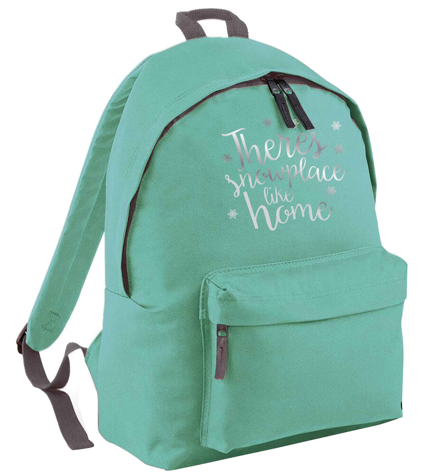 There's snowplace like home - metallic silver mint adults backpack