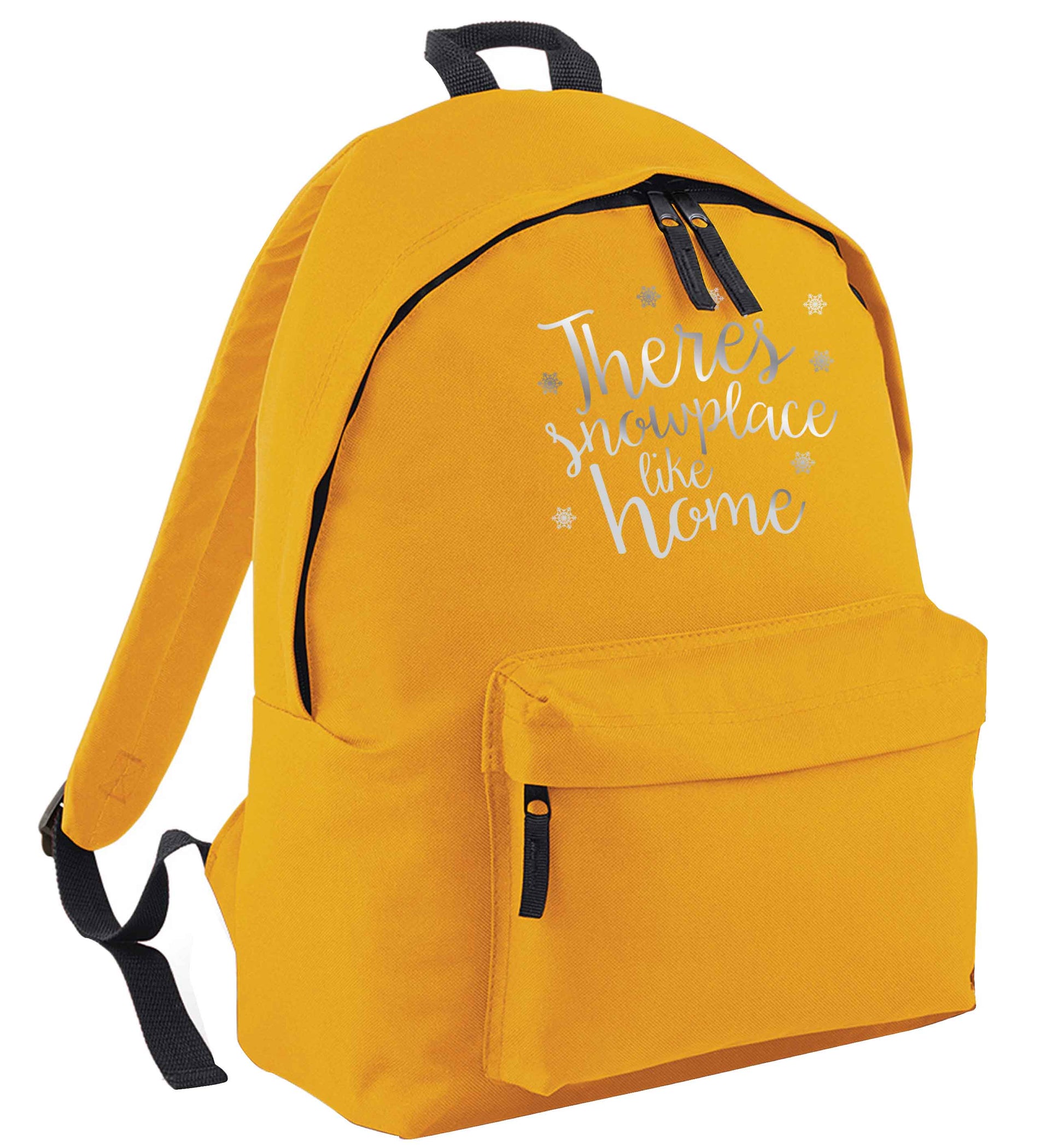 There's snowplace like home - metallic silver mustard adults backpack