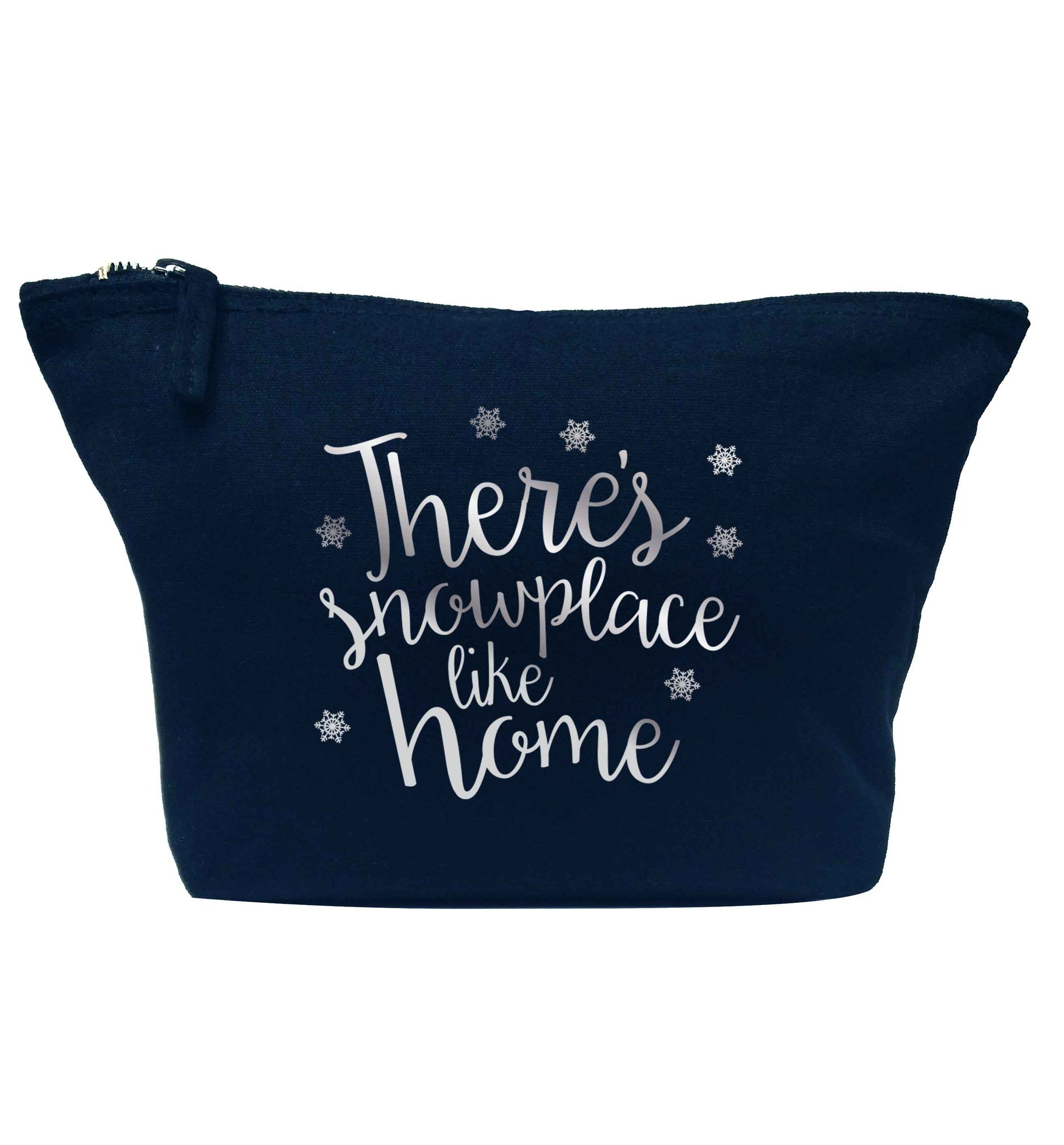 There's snowplace like home - metallic silver navy makeup bag