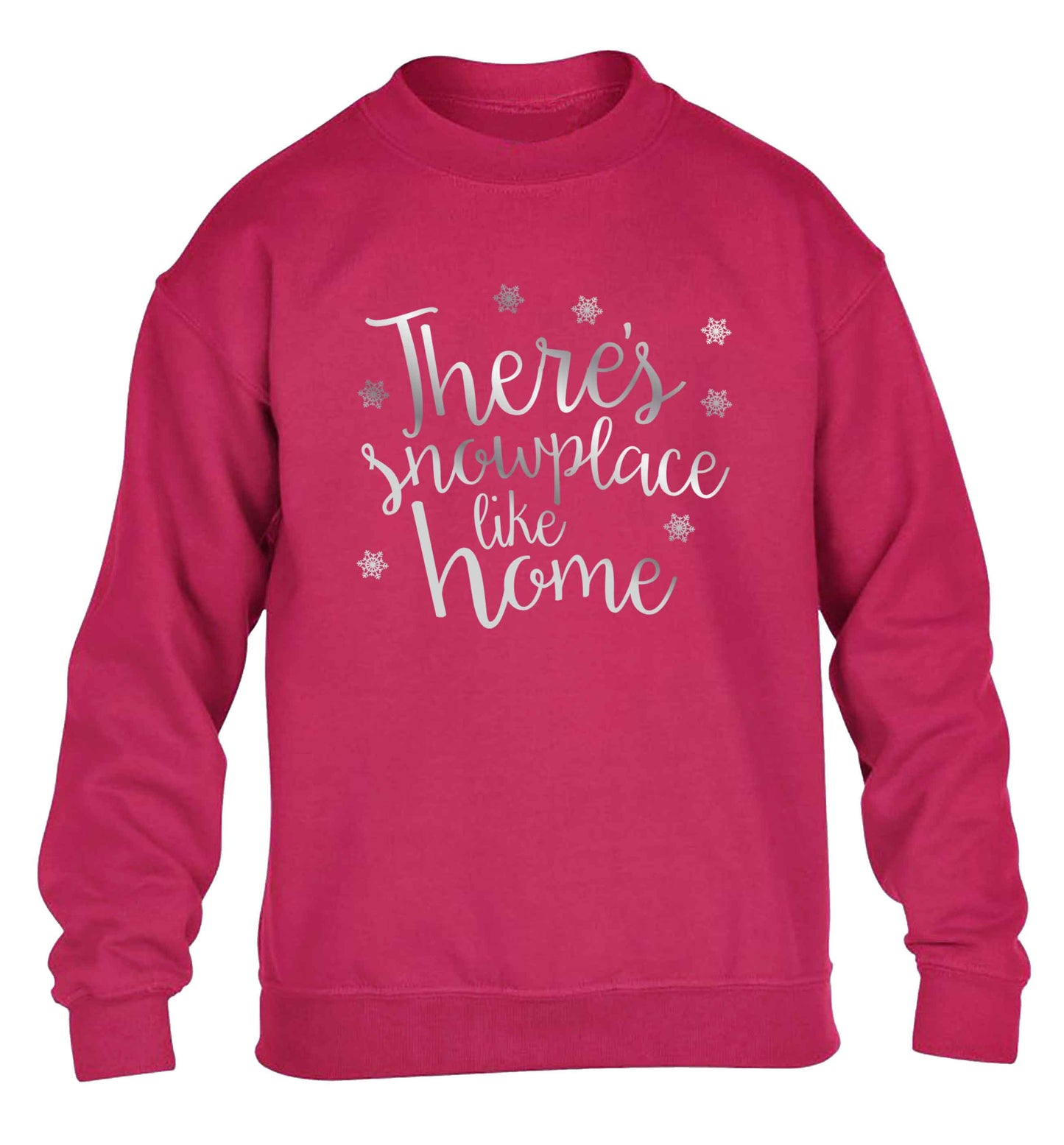 There's snowplace like home - metallic silver children's pink sweater 12-13 Years