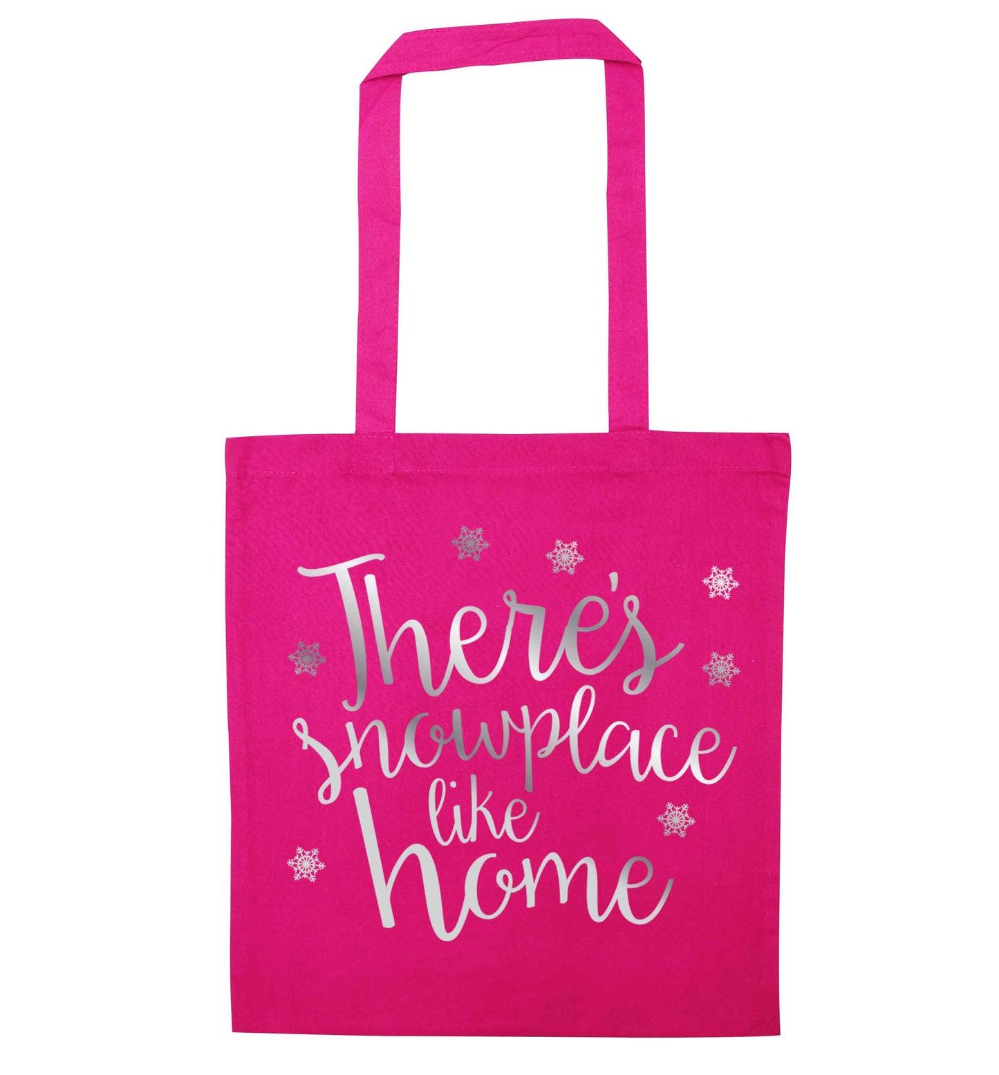 There's snowplace like home - metallic silver pink tote bag