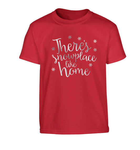 There's snowplace like home - metallic silver Children's red Tshirt 12-13 Years