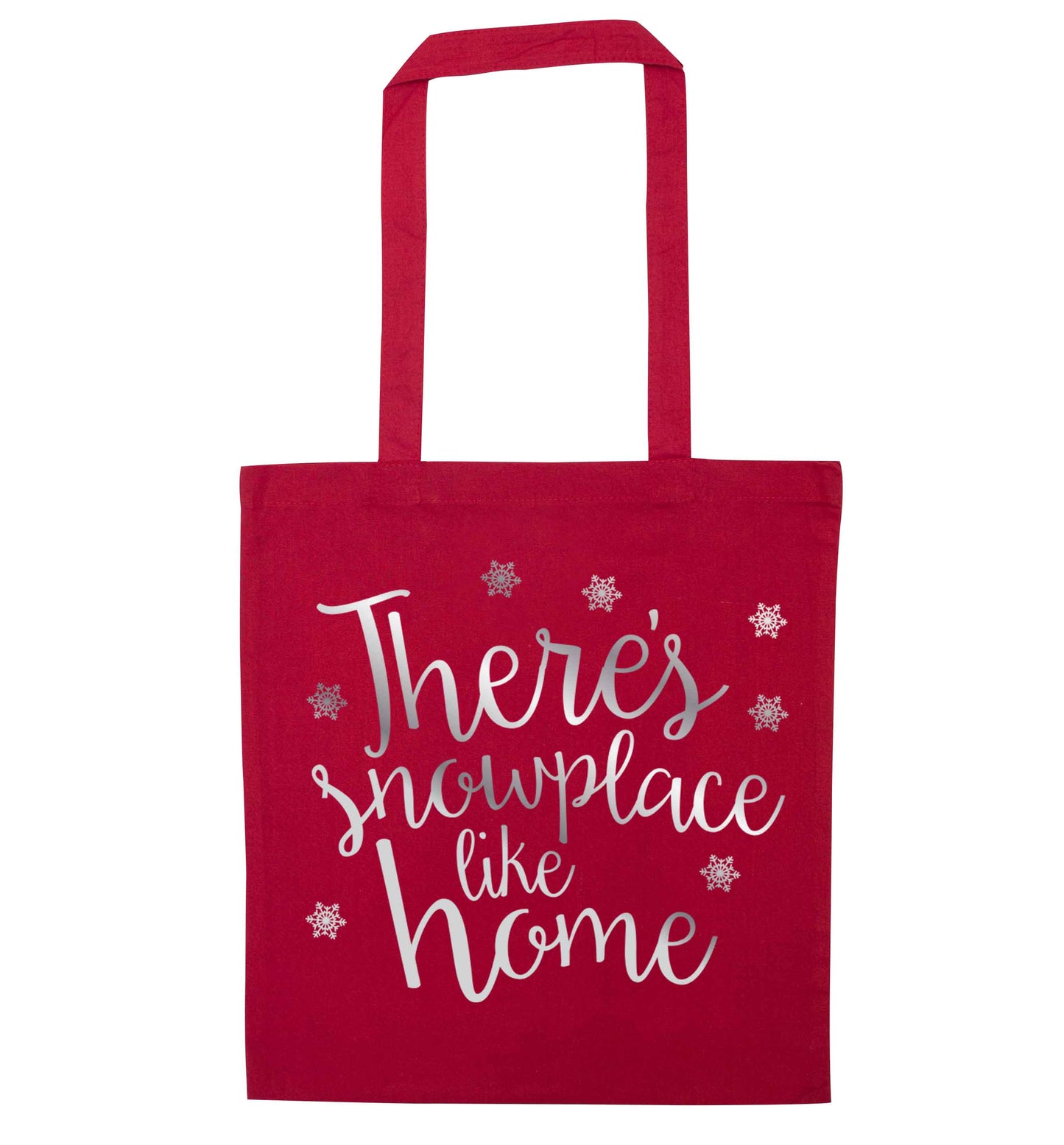 There's snowplace like home - metallic silver red tote bag