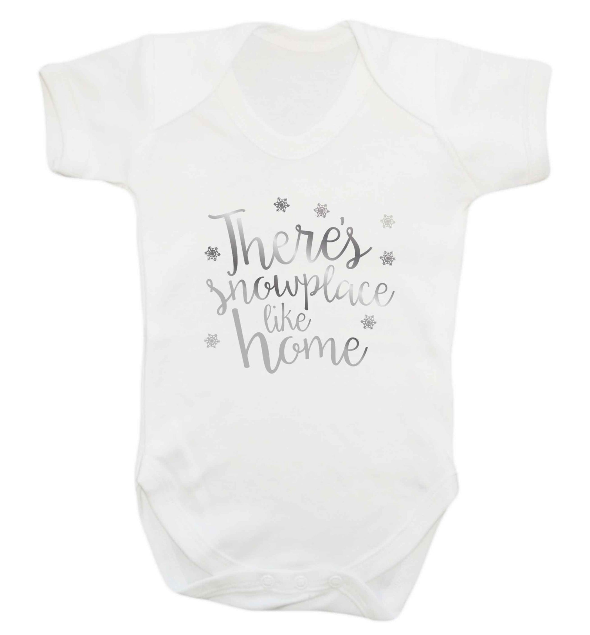 There's snowplace like home - metallic silver baby vest white 18-24 months