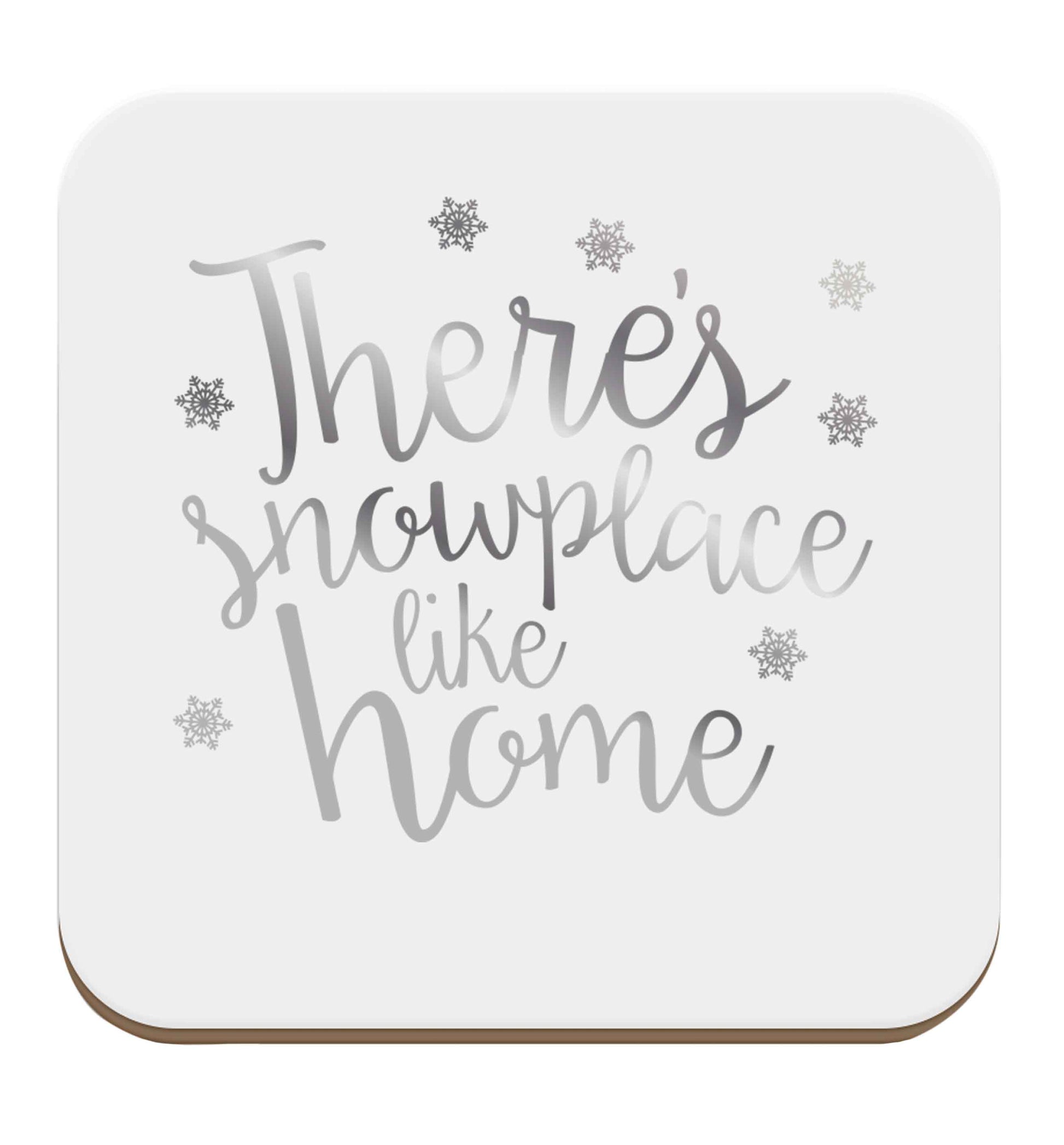 There's snowplace like home - metallic silver set of four coasters