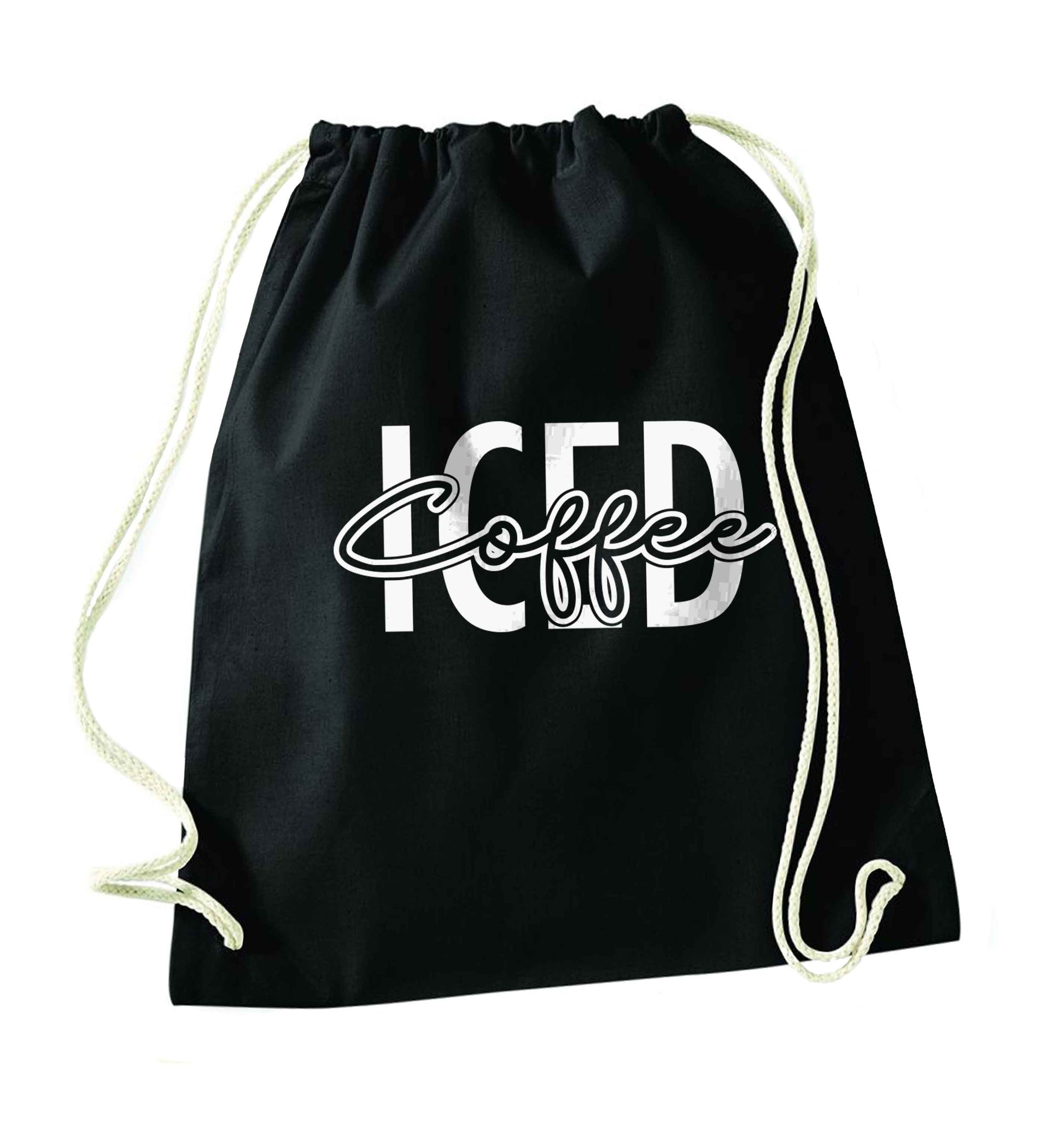 Iced Coffee black drawstring bag