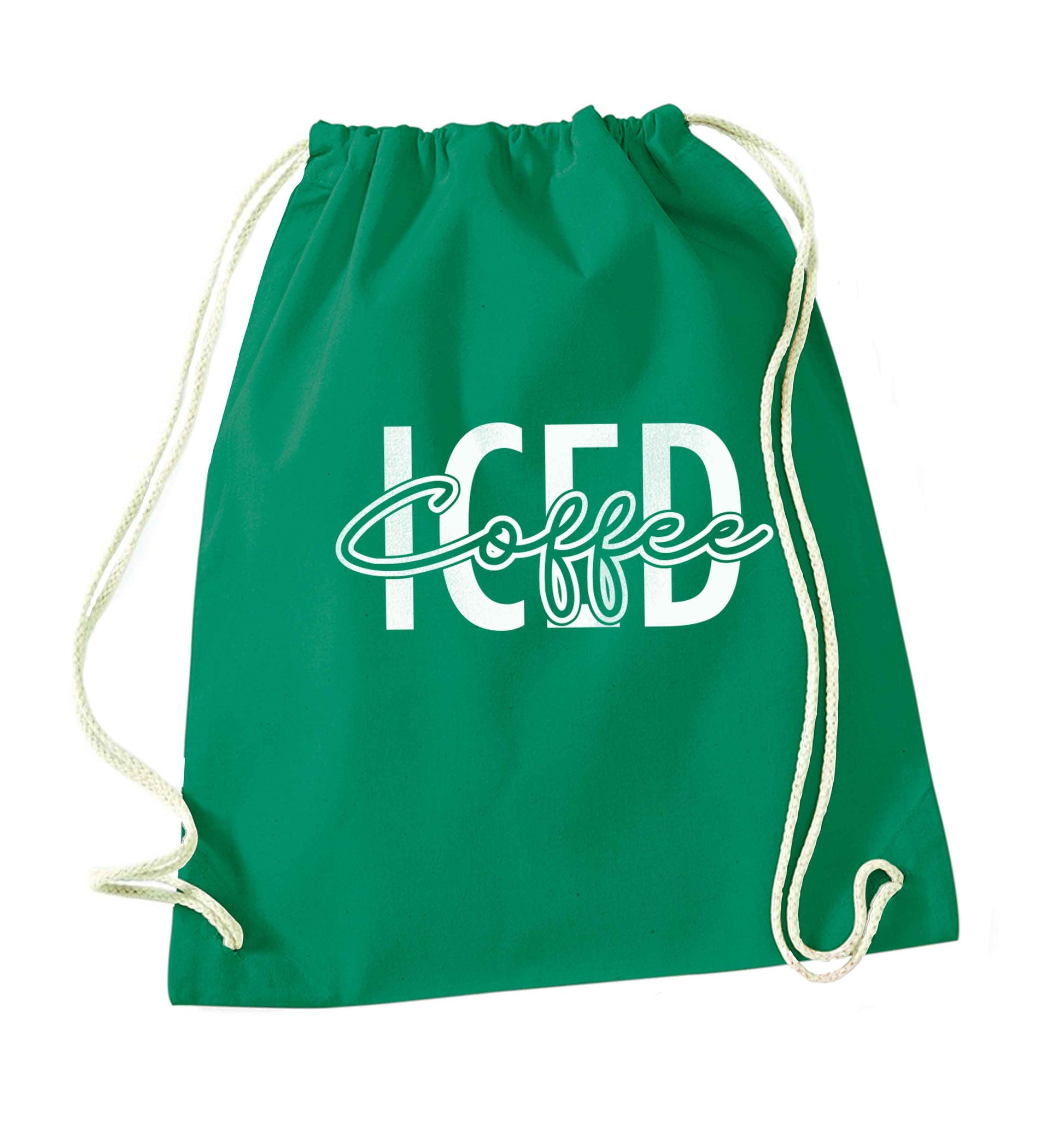 Iced Coffee green drawstring bag