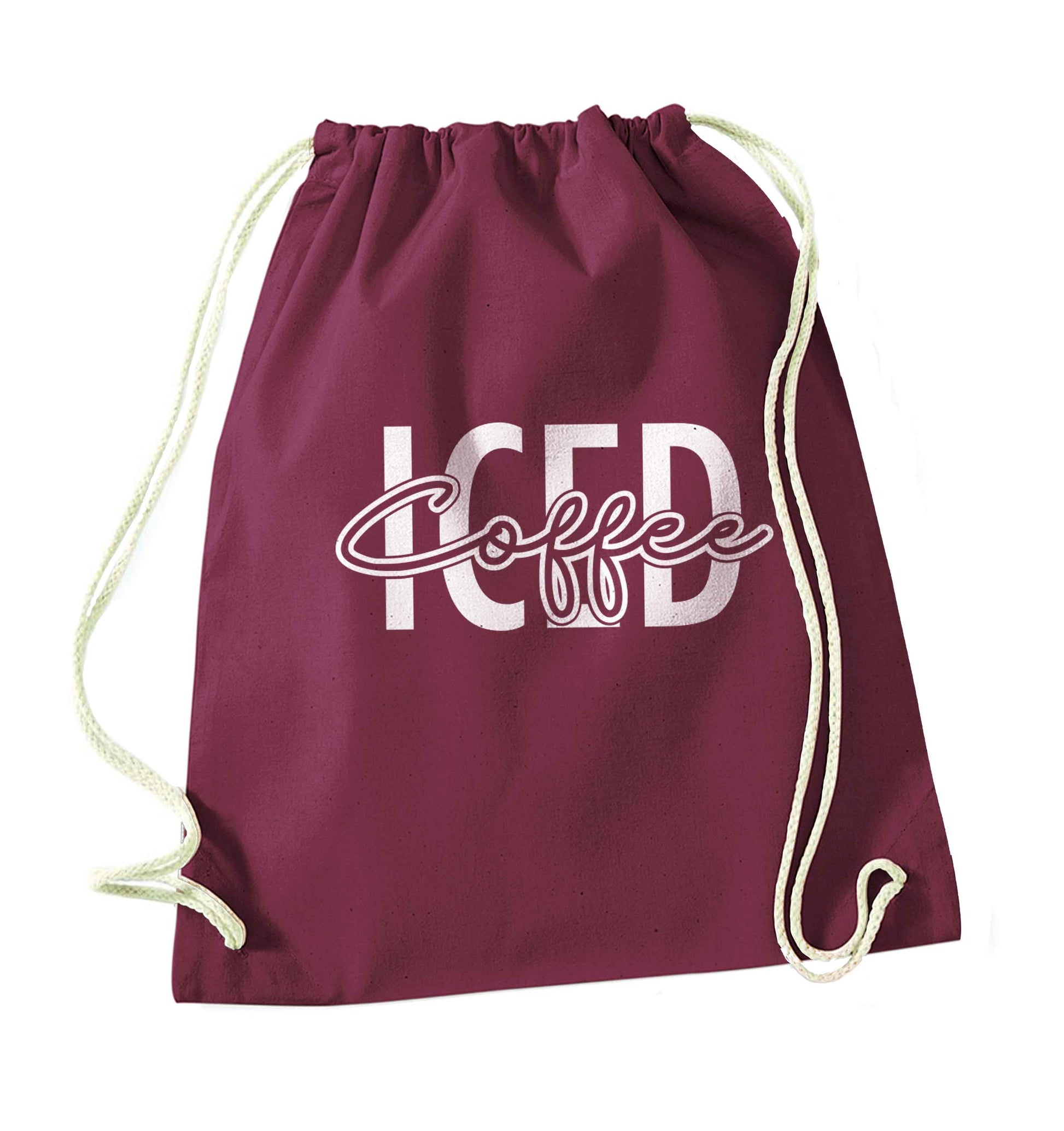 Iced Coffee maroon drawstring bag