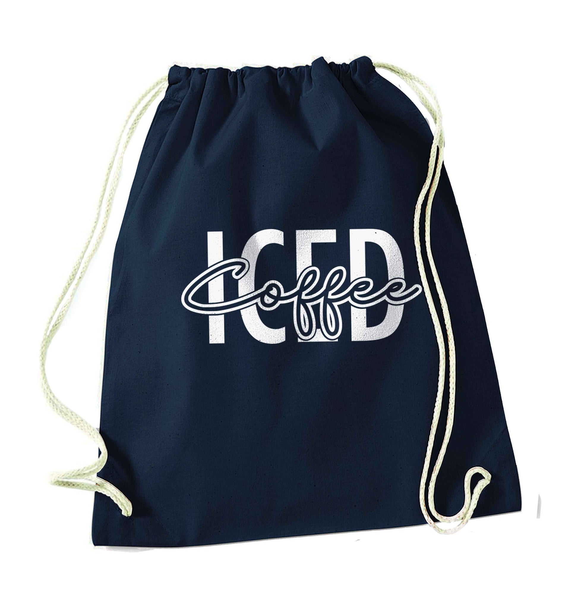 Iced Coffee navy drawstring bag