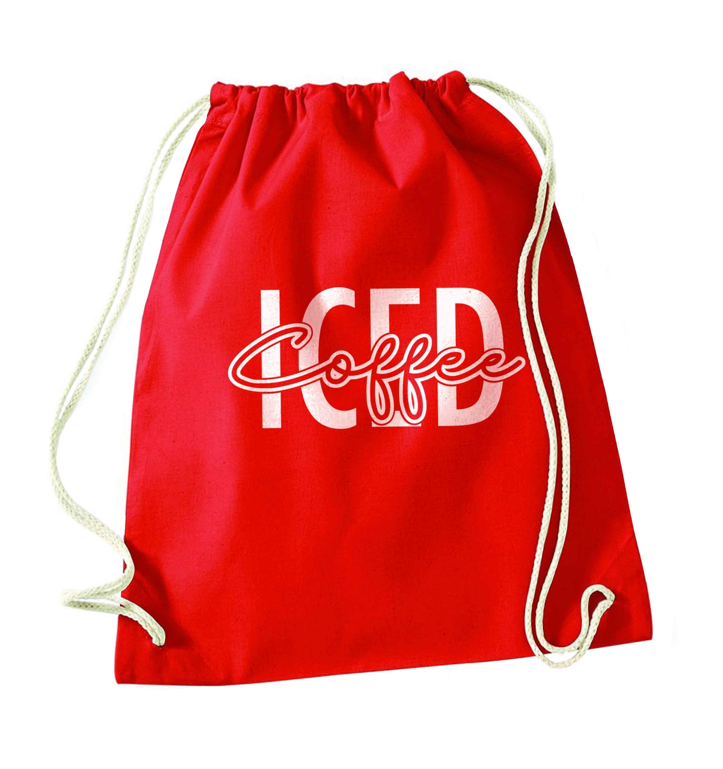 Iced Coffee red drawstring bag 