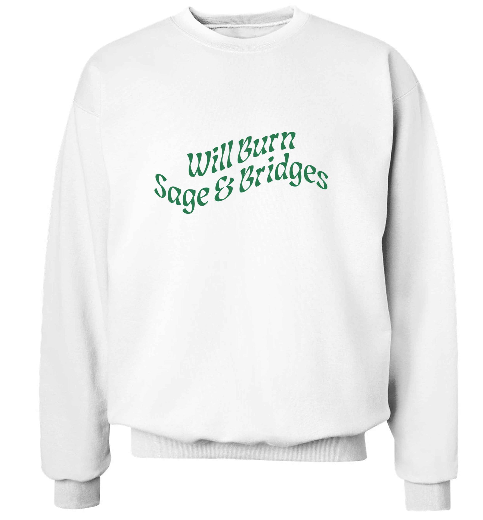 Will burn bridges and sage adult's unisex white sweater 2XL
