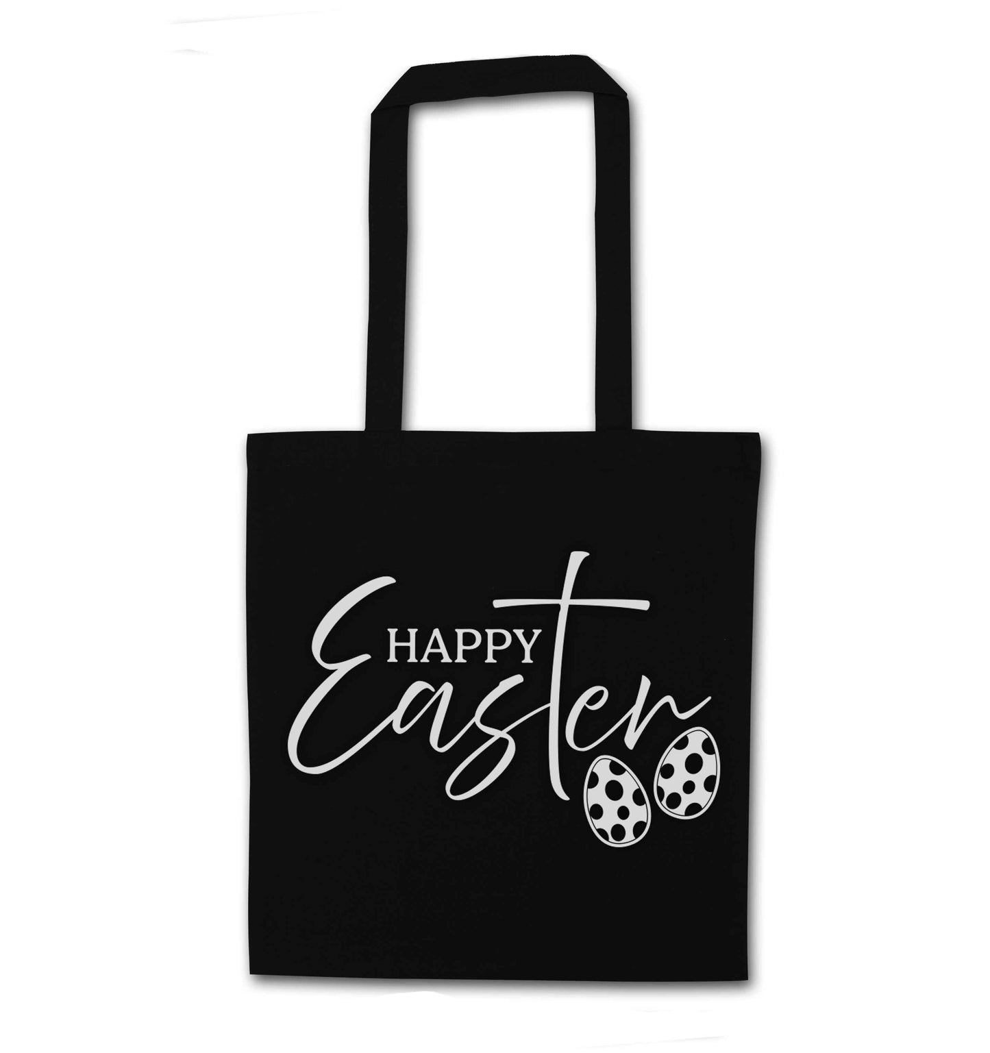 Happy Easter black tote bag