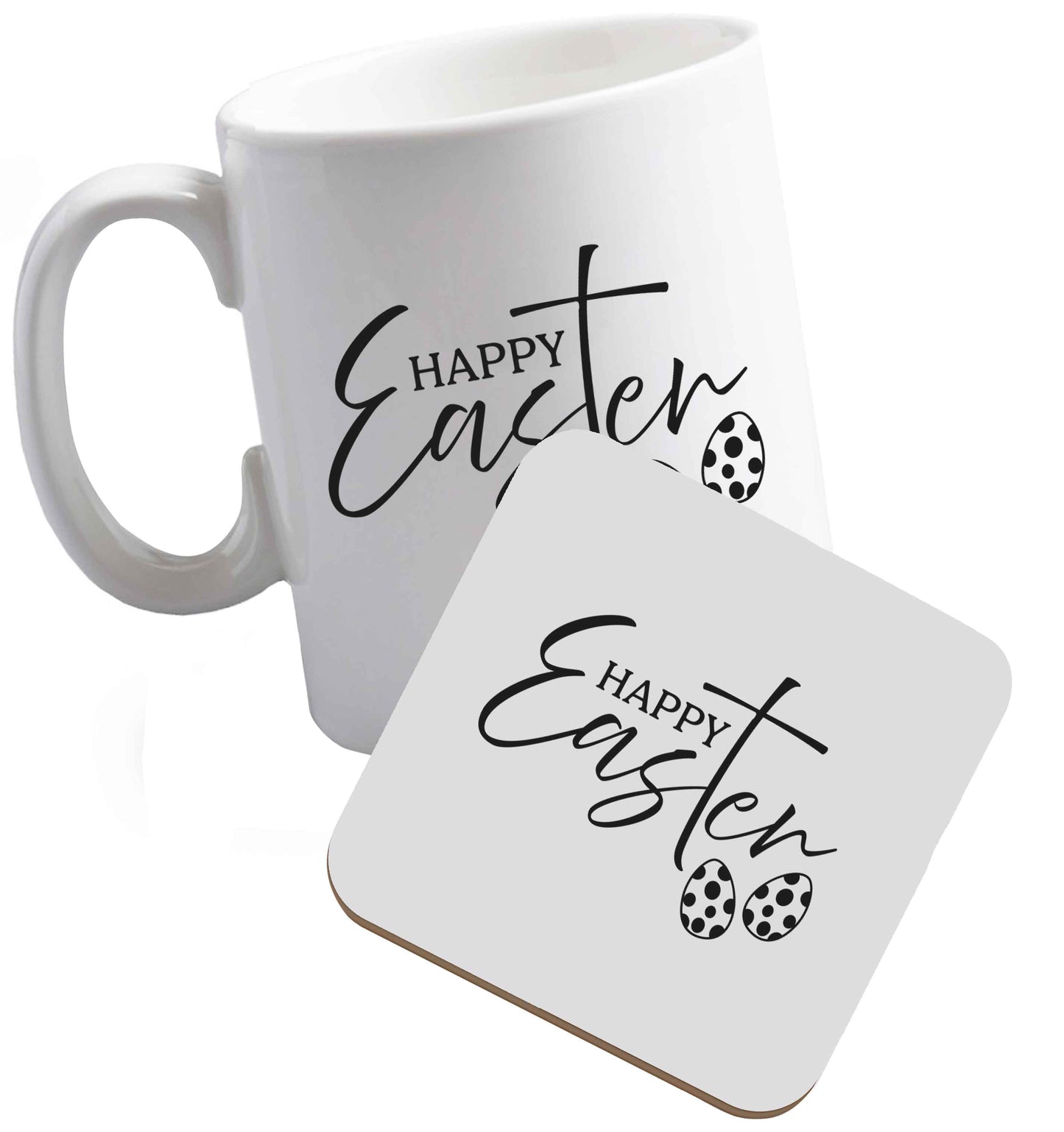 10 ozHappy Easter ceramic mug and coaster set right handed