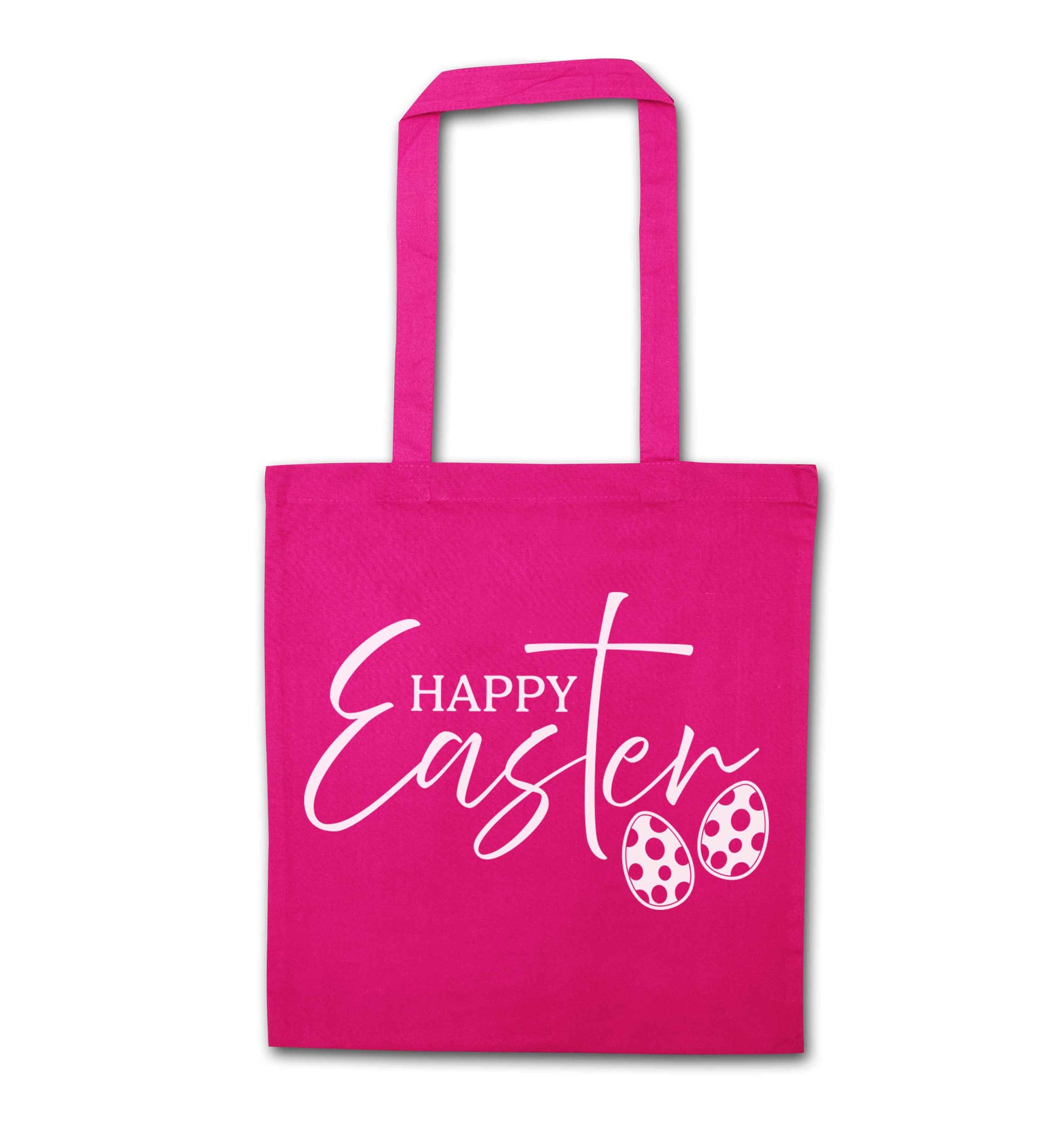 Happy Easter pink tote bag