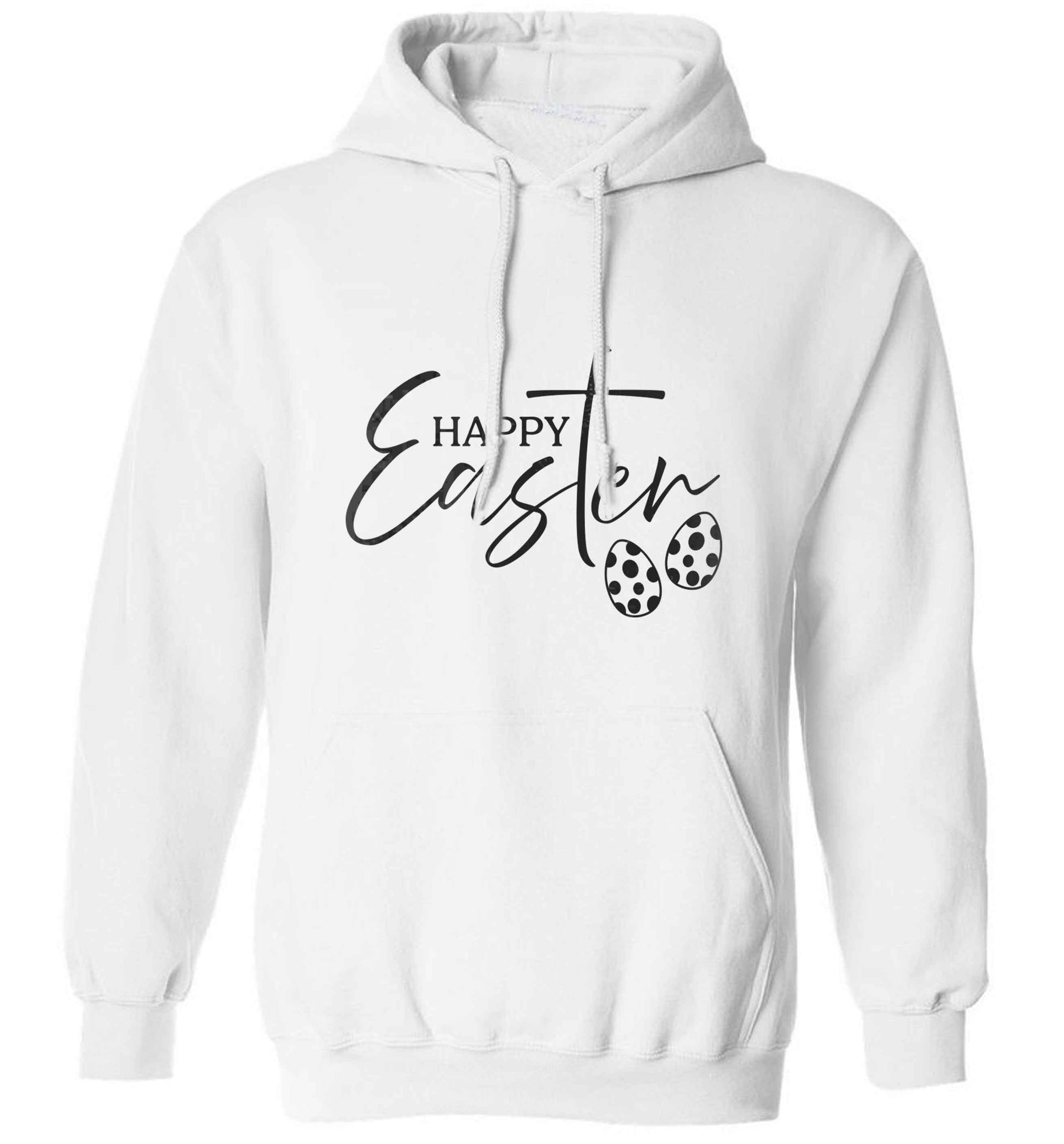 Happy Easter adults unisex white hoodie 2XL