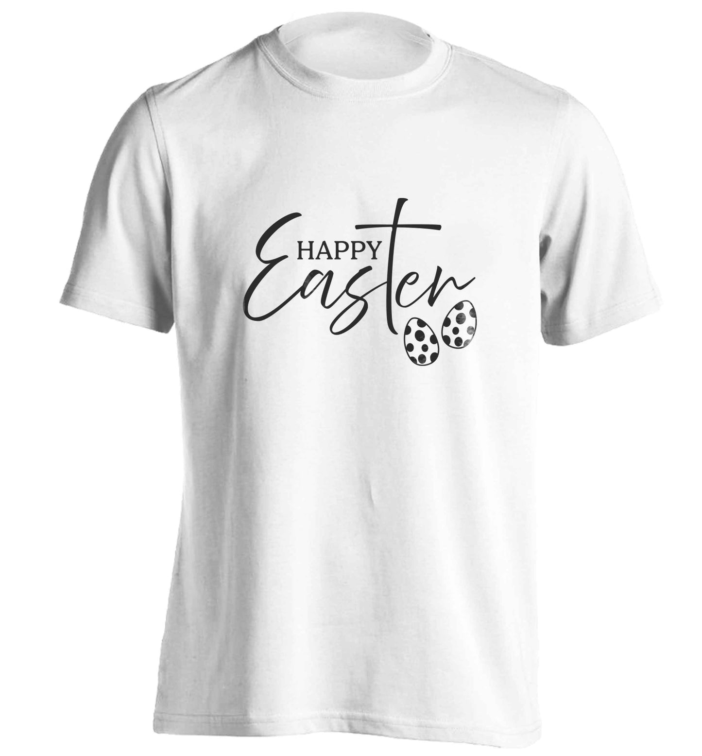 Happy Easter adults unisex white Tshirt 2XL