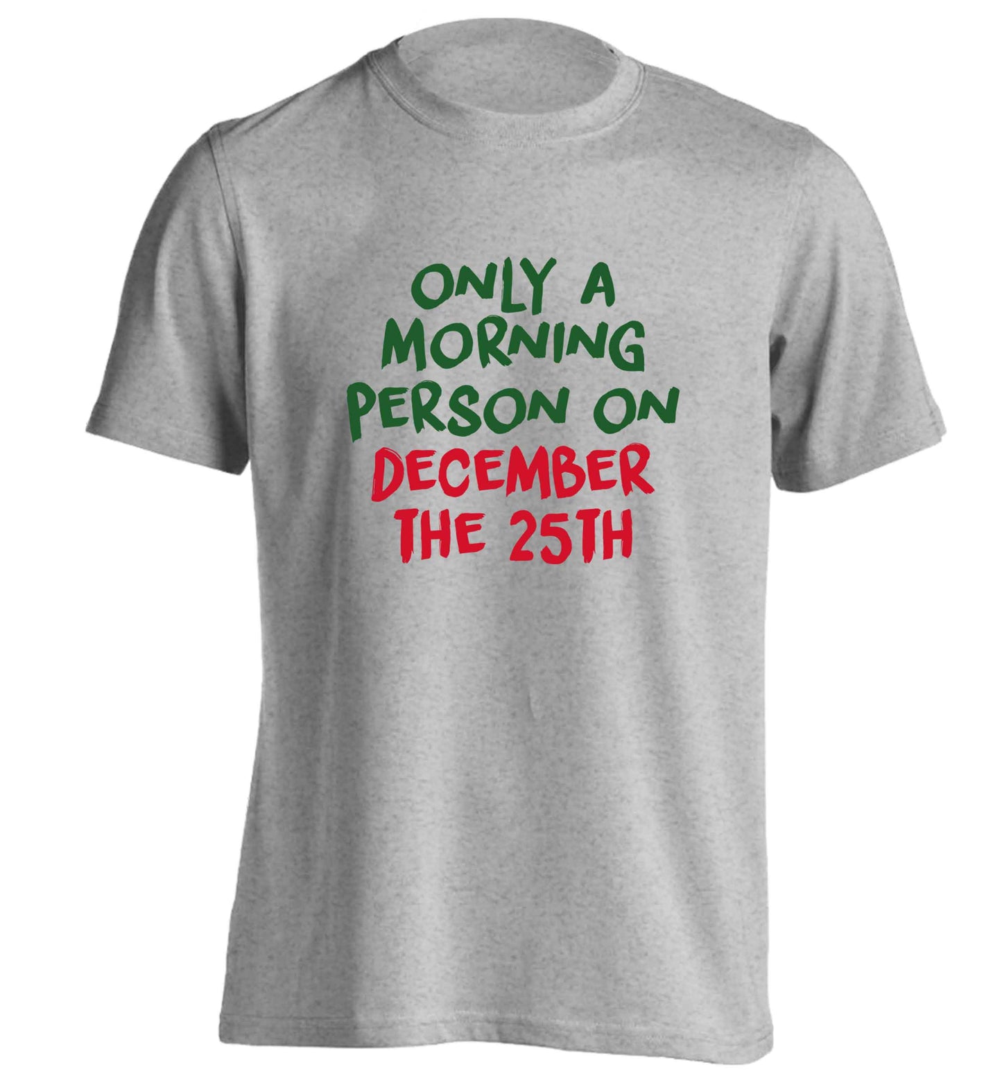 I'm only a morning person on December the 25th adults unisex grey Tshirt 2XL