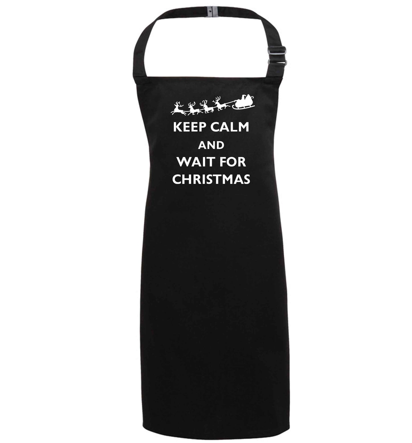 Keep calm and wait for Christmas black apron 7-10 years