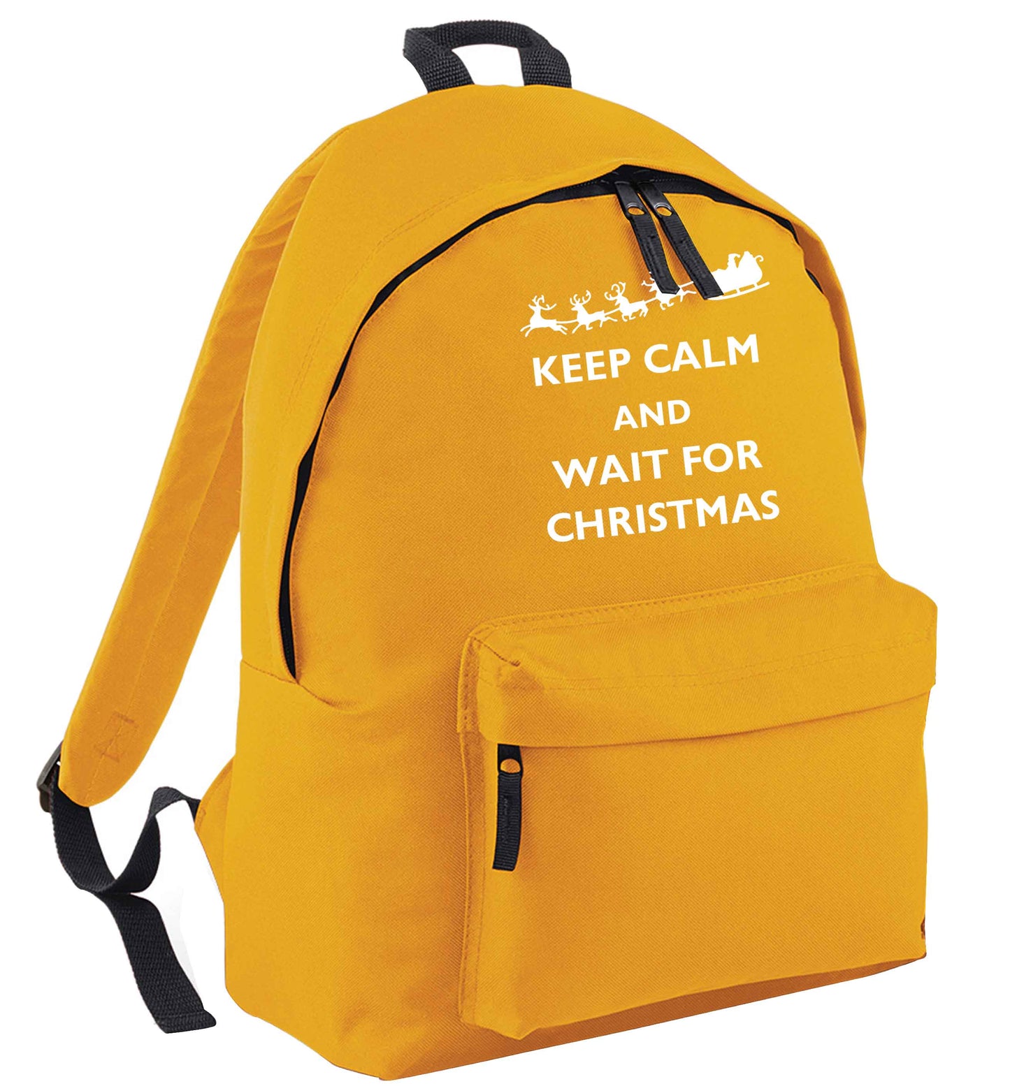 Keep calm and wait for Christmas mustard adults backpack