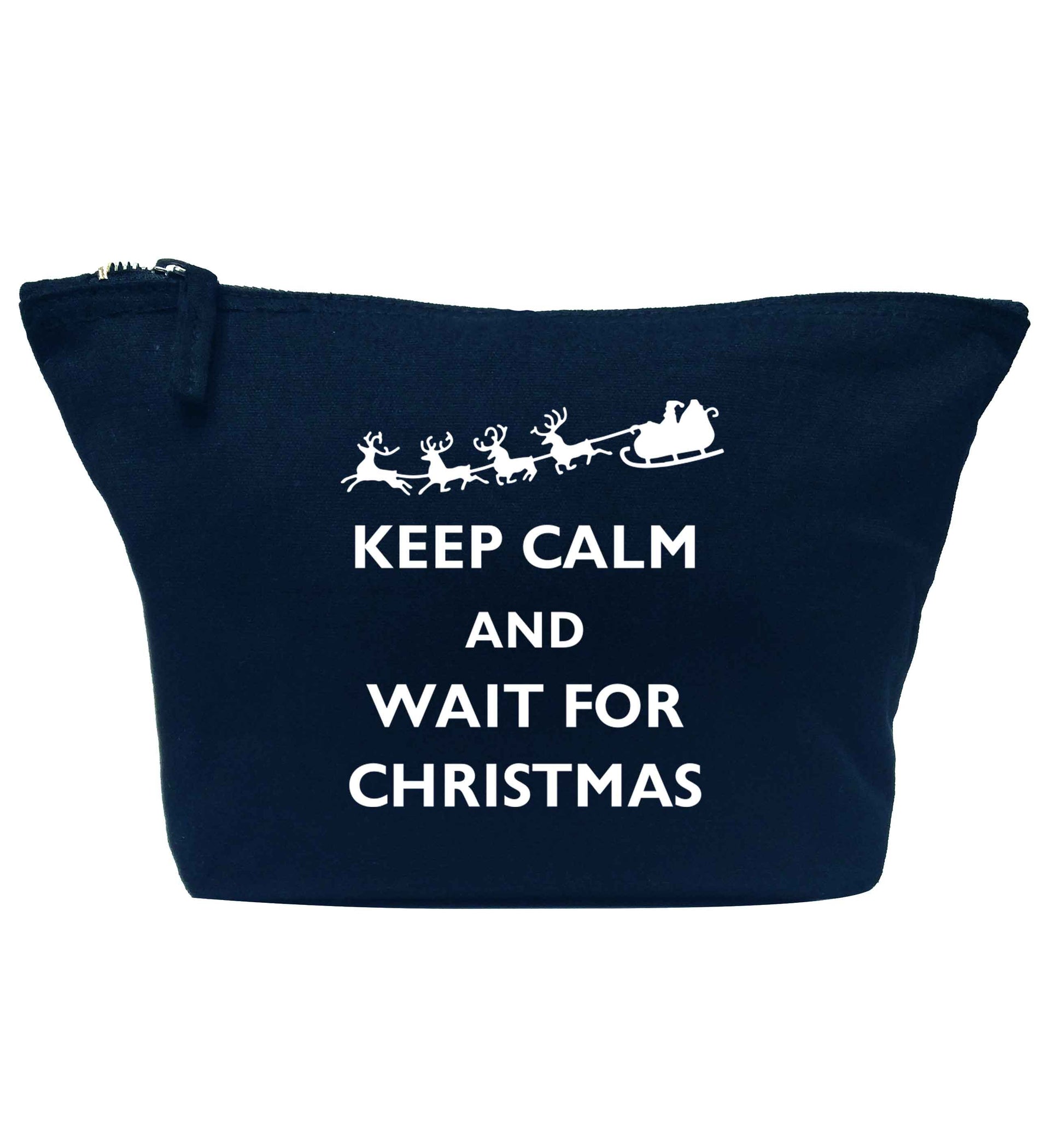 Keep calm and wait for Christmas navy makeup bag