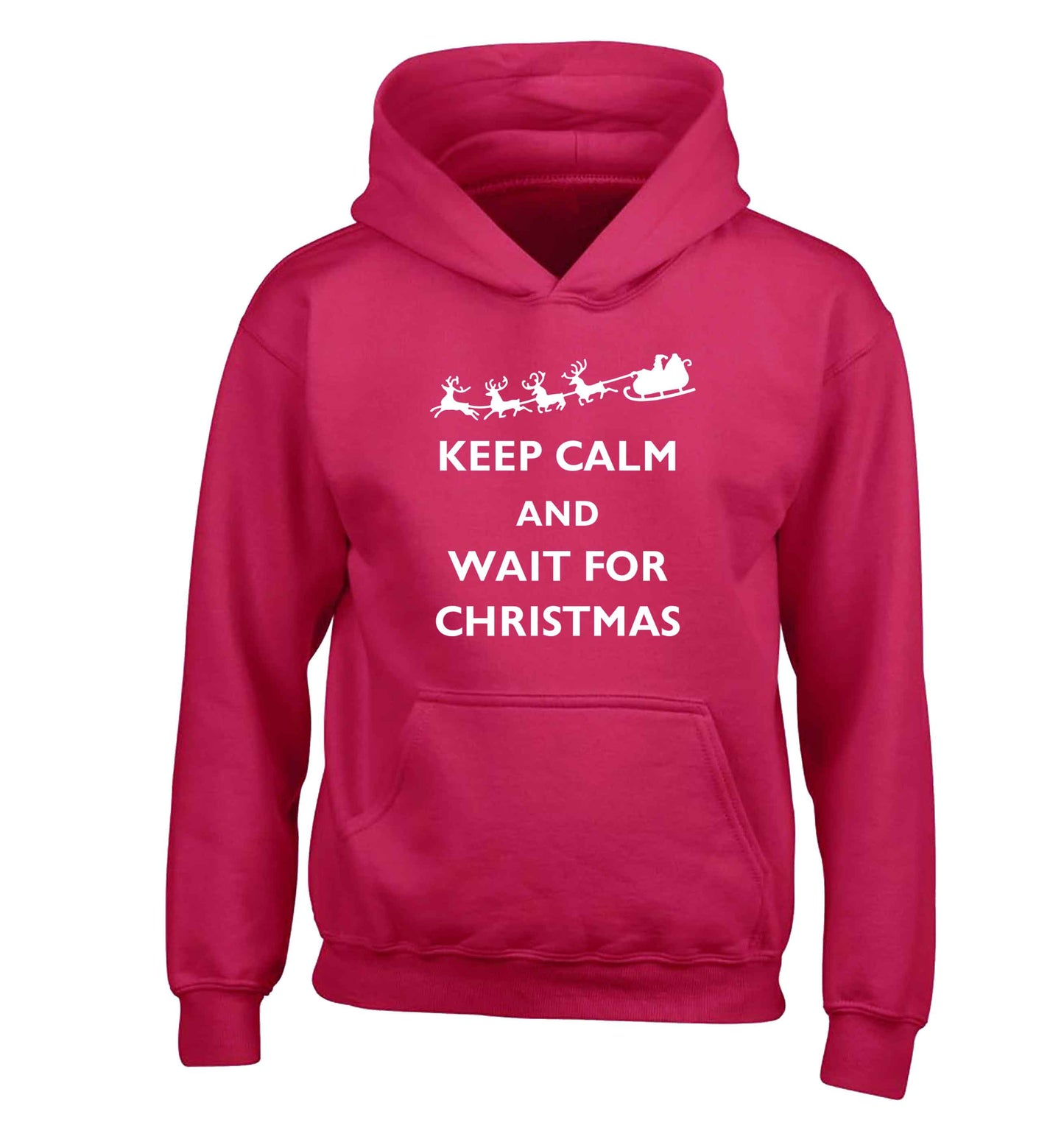 Keep calm and wait for Christmas children's pink hoodie 12-13 Years