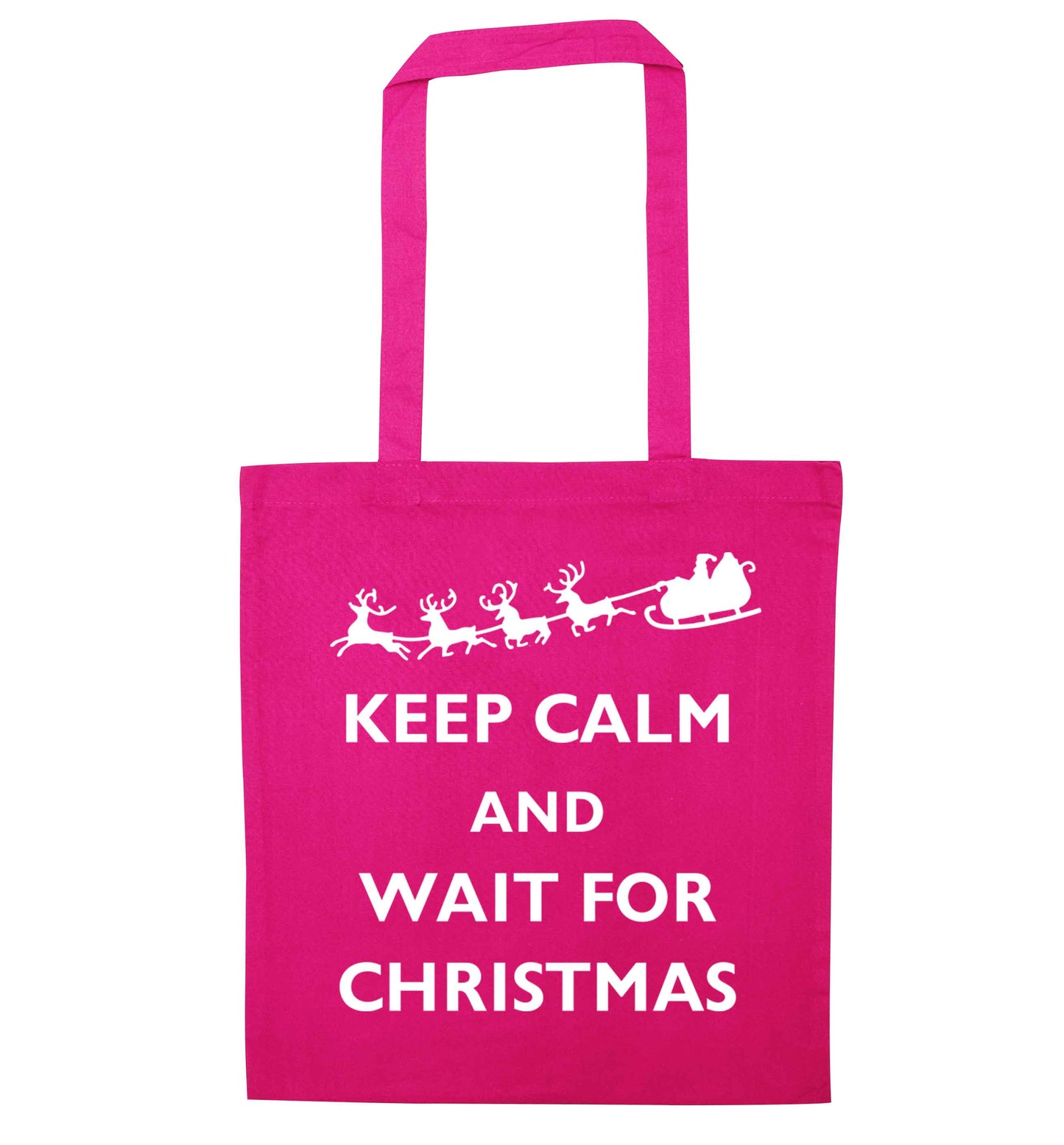 Keep calm and wait for Christmas pink tote bag