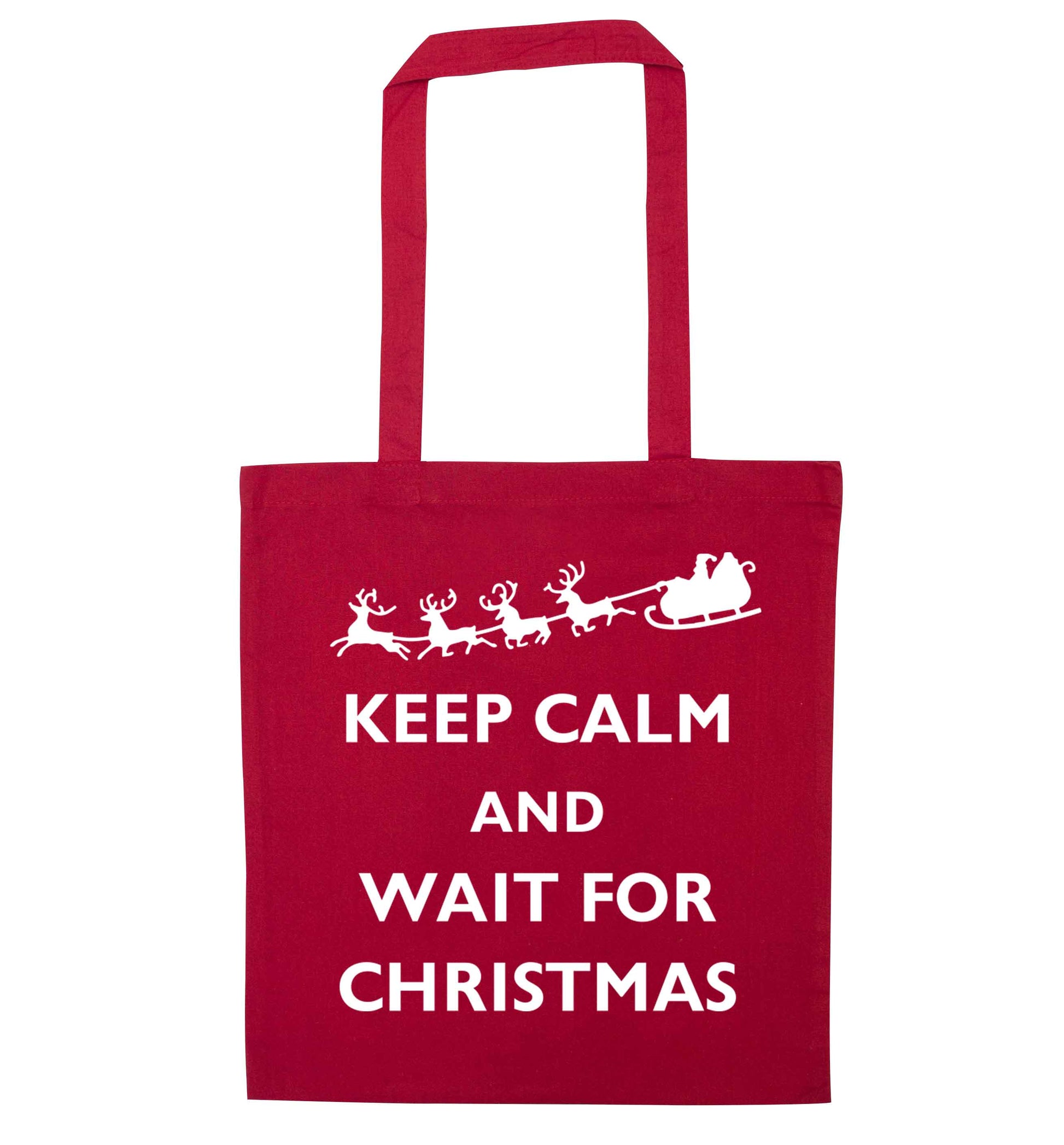 Keep calm and wait for Christmas red tote bag