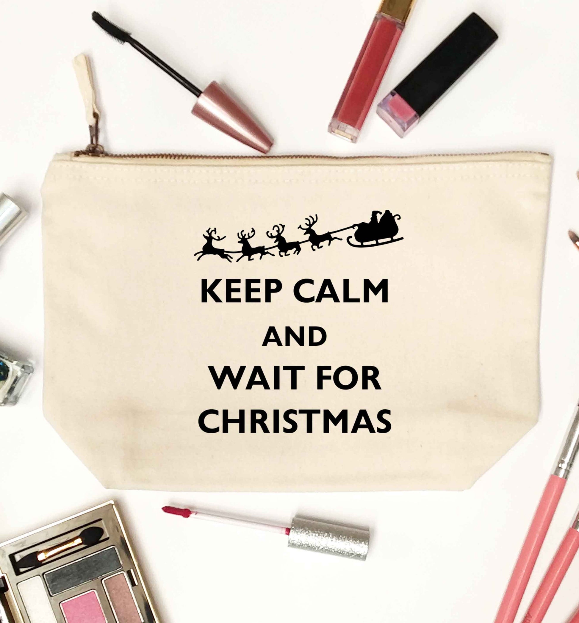 Keep calm and wait for Christmas natural makeup bag