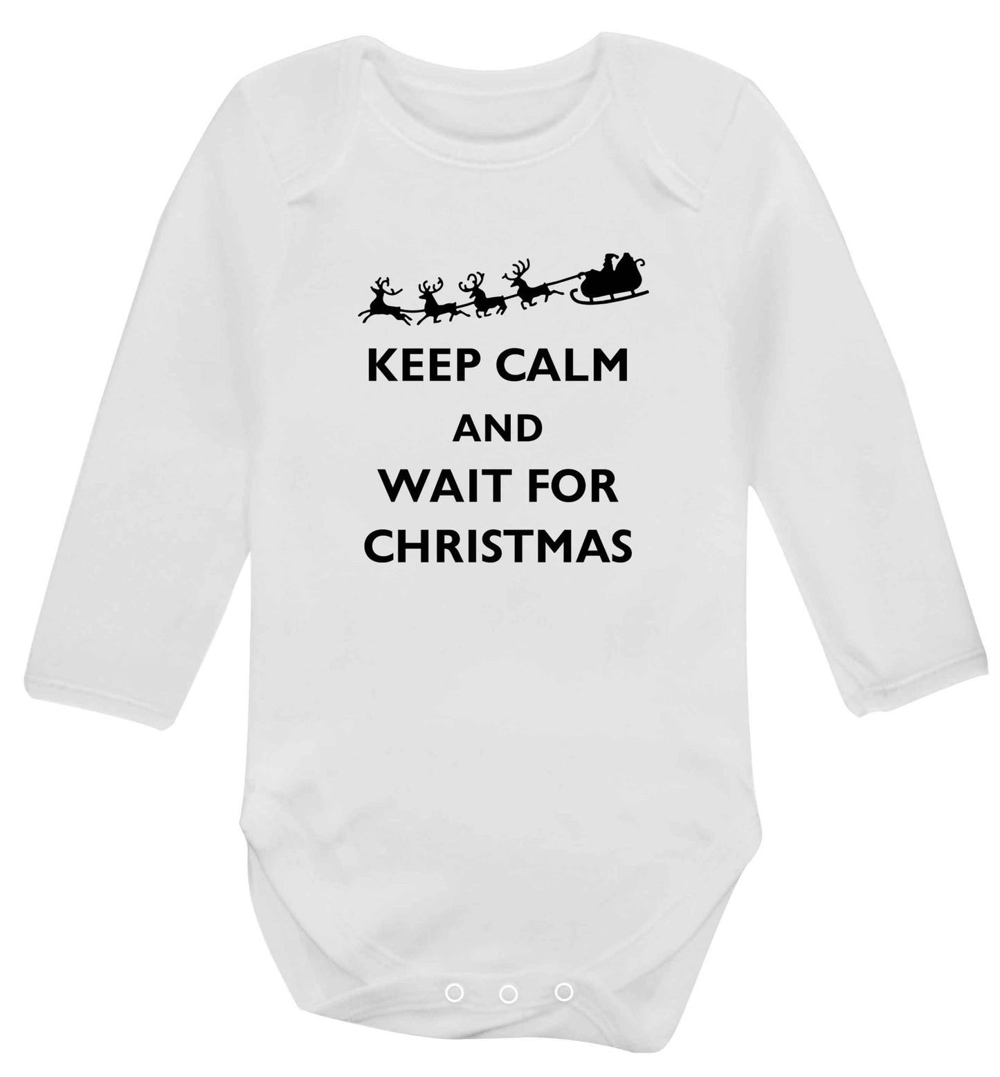 Keep calm and wait for Christmas baby vest long sleeved white 6-12 months