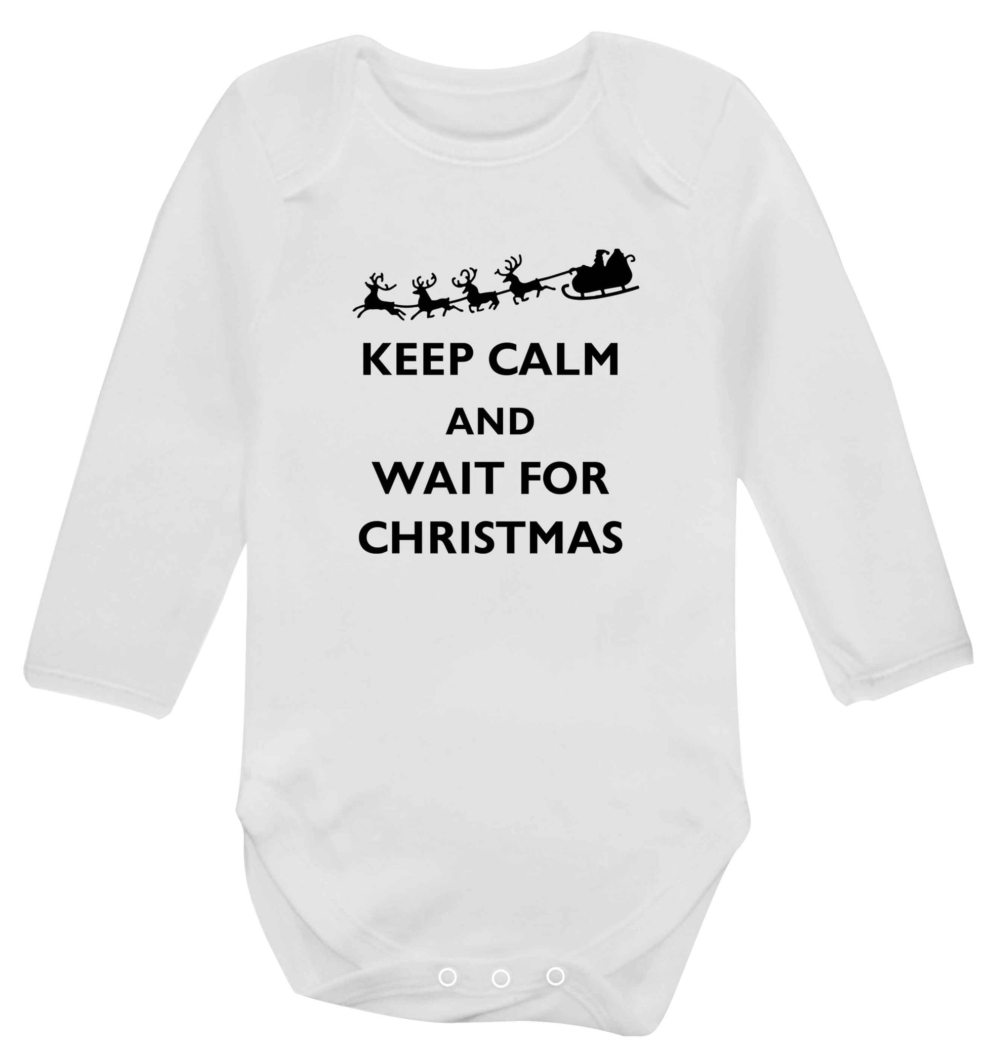 Keep calm and wait for Christmas baby vest long sleeved white 6-12 months