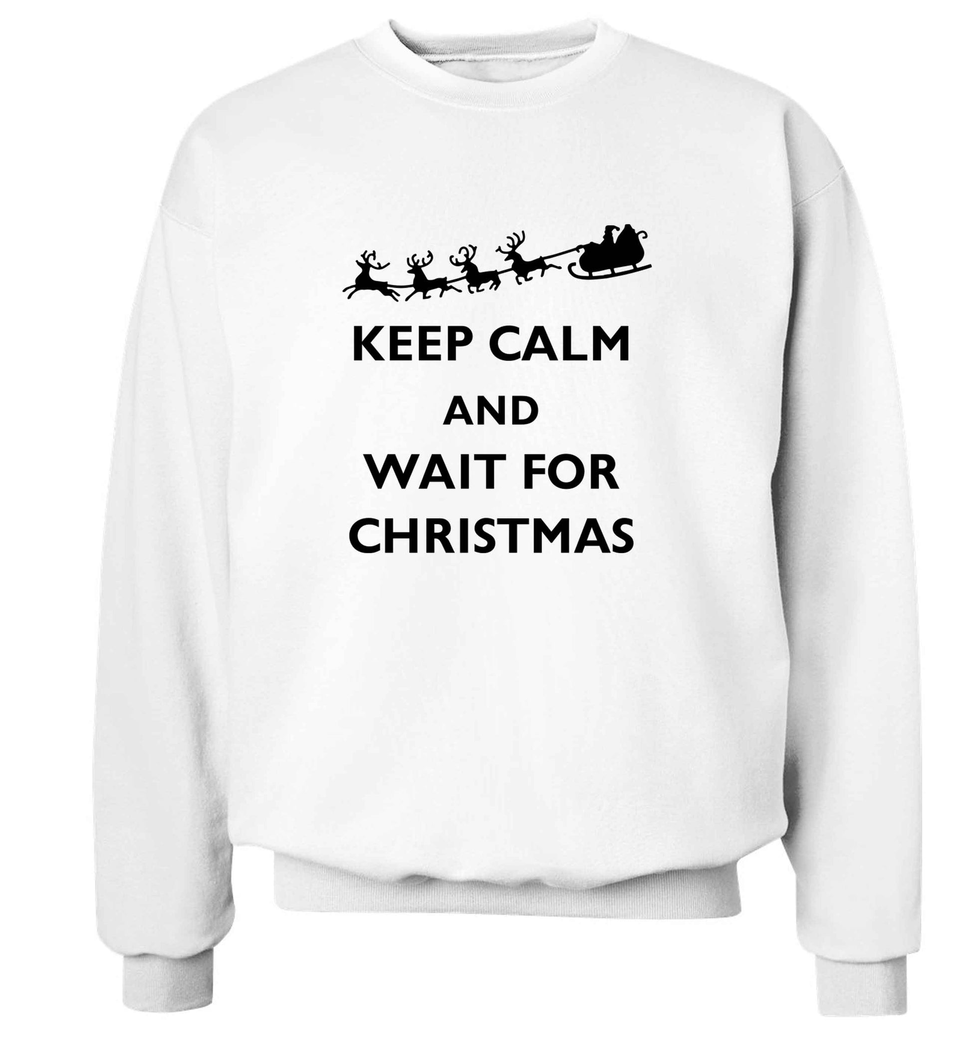 Keep calm and wait for Christmas adult's unisex white sweater 2XL