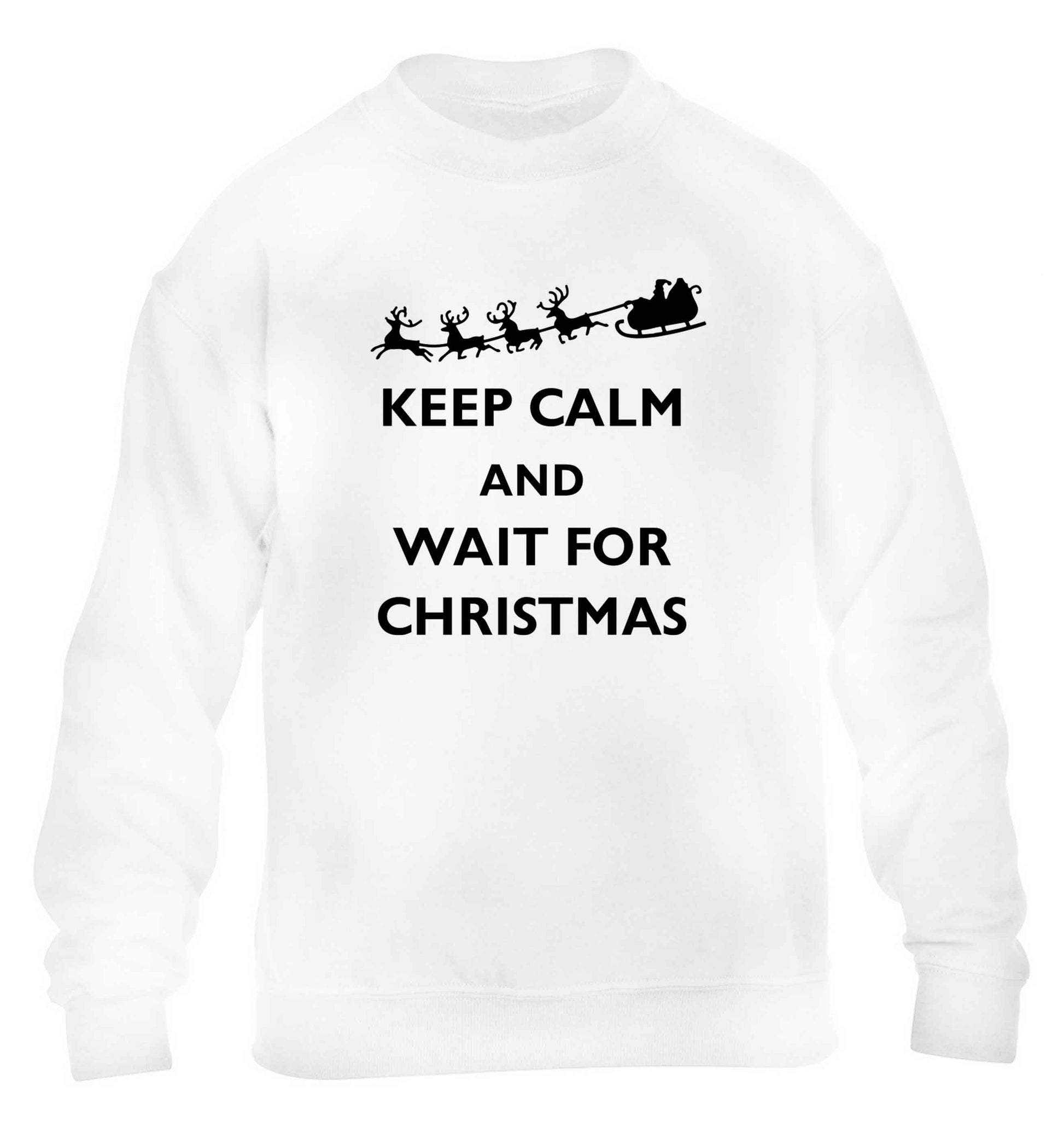 Keep calm and wait for Christmas children's white sweater 12-13 Years