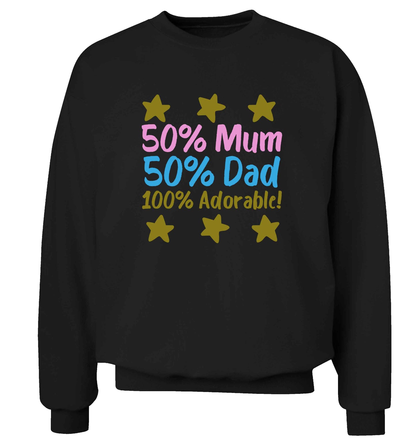 50% mum 50% dad 100% adorable adult's unisex black sweater 2XL