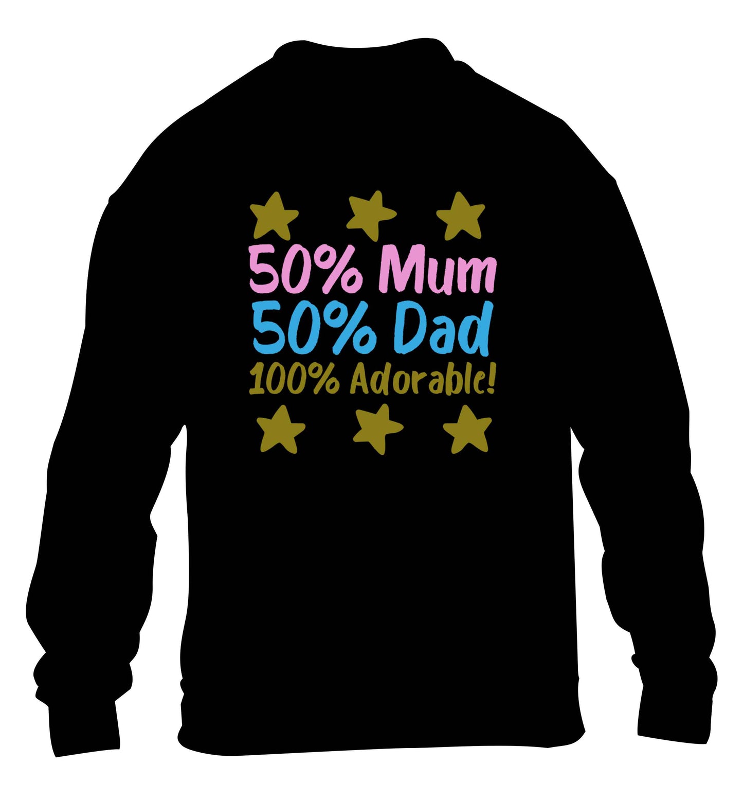 50% mum 50% dad 100% adorable children's black sweater 12-13 Years