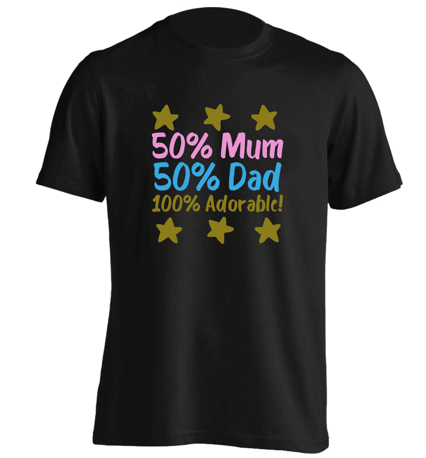 50% mum 50% dad 100% adorable adults unisex black Tshirt 2XL