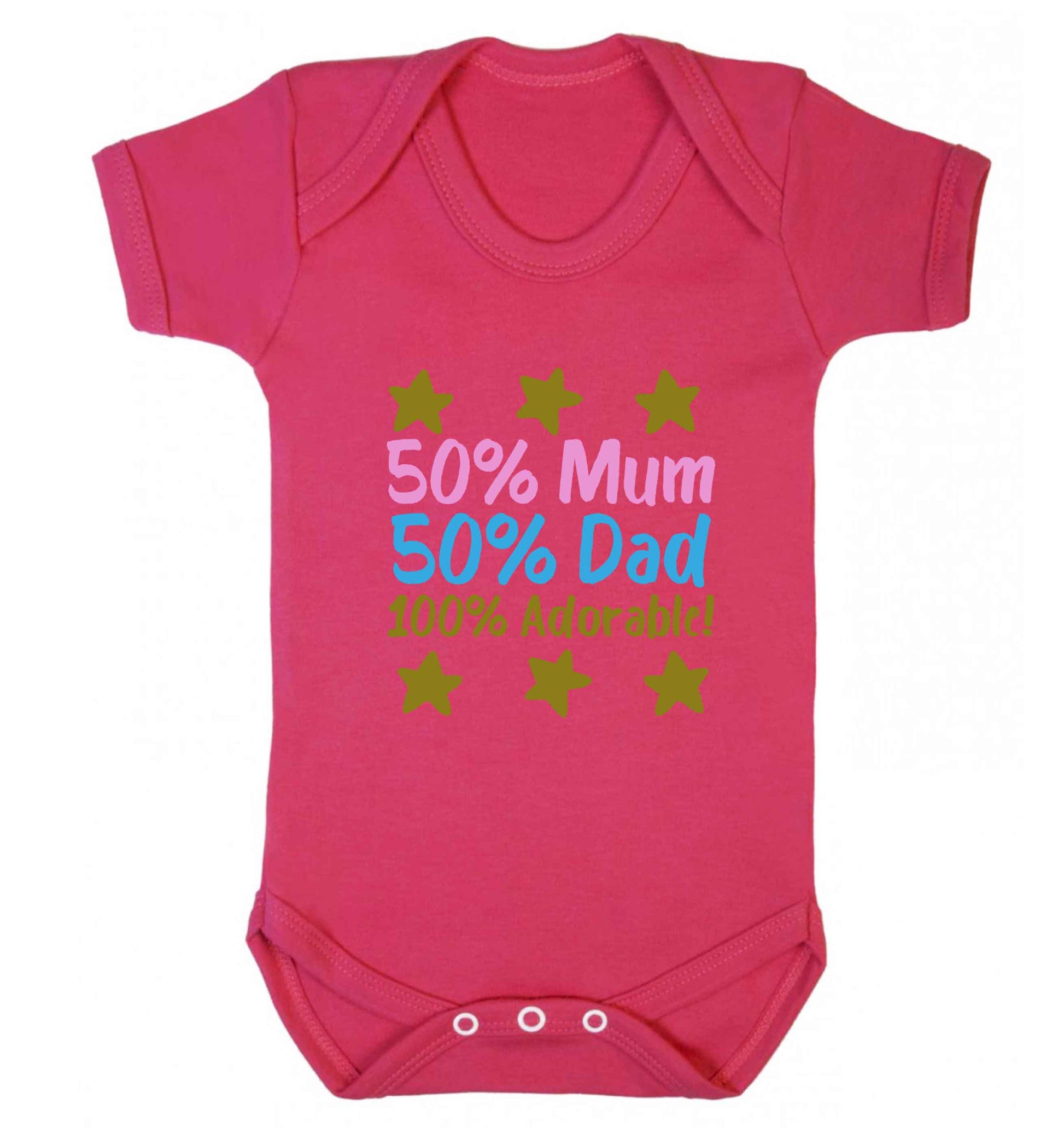 50% mum 50% dad 100% adorable baby vest dark pink 18-24 months