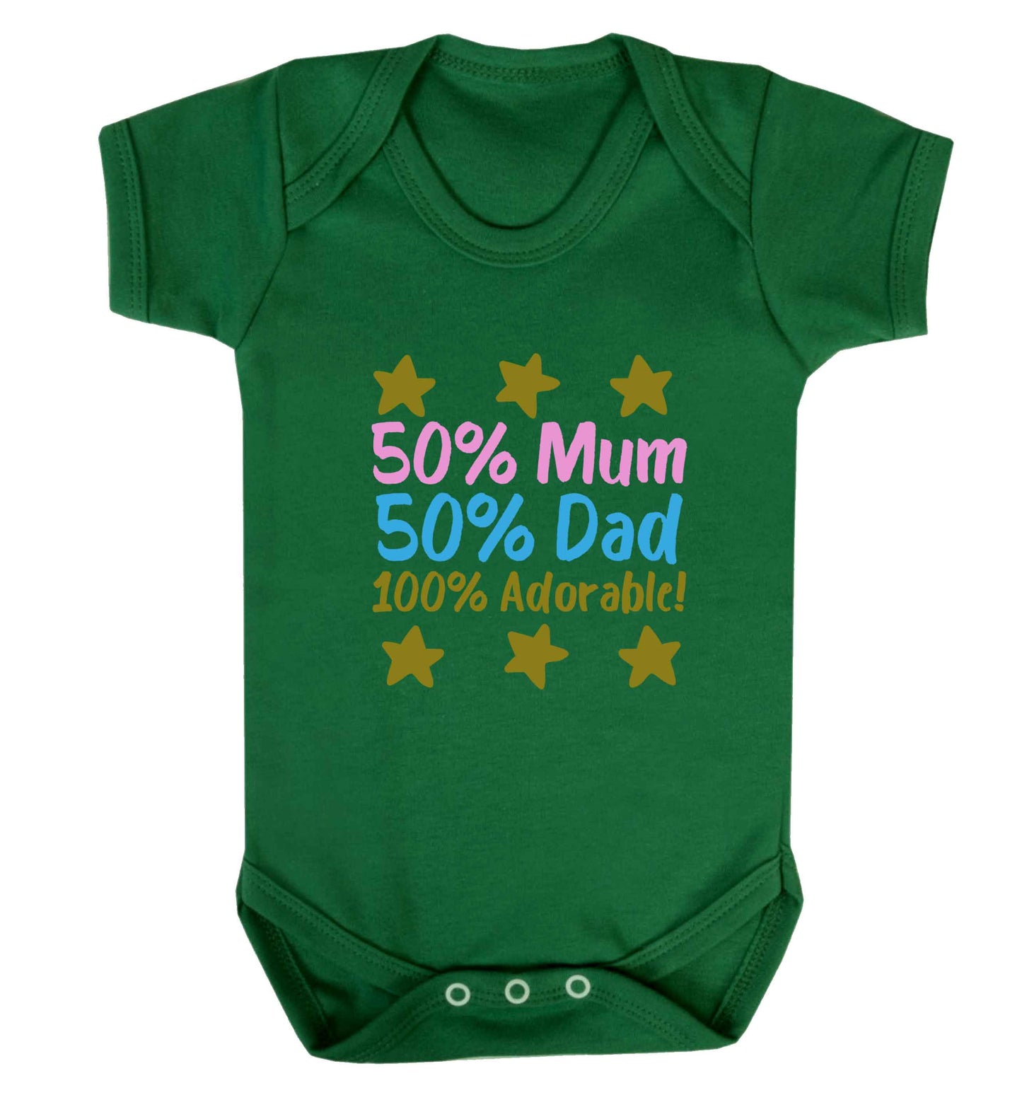 50% mum 50% dad 100% adorable baby vest green 18-24 months
