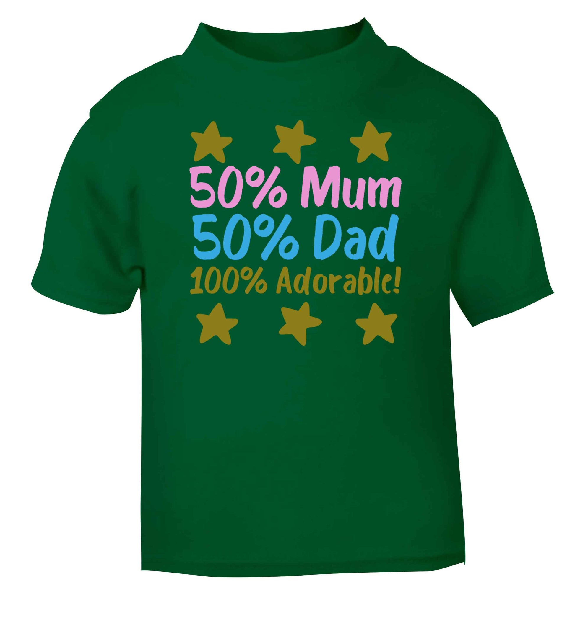 50% mum 50% dad 100% adorable green baby toddler Tshirt 2 Years