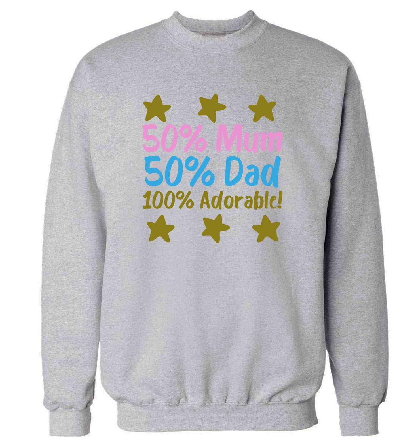 50% mum 50% dad 100% adorable adult's unisex grey sweater 2XL