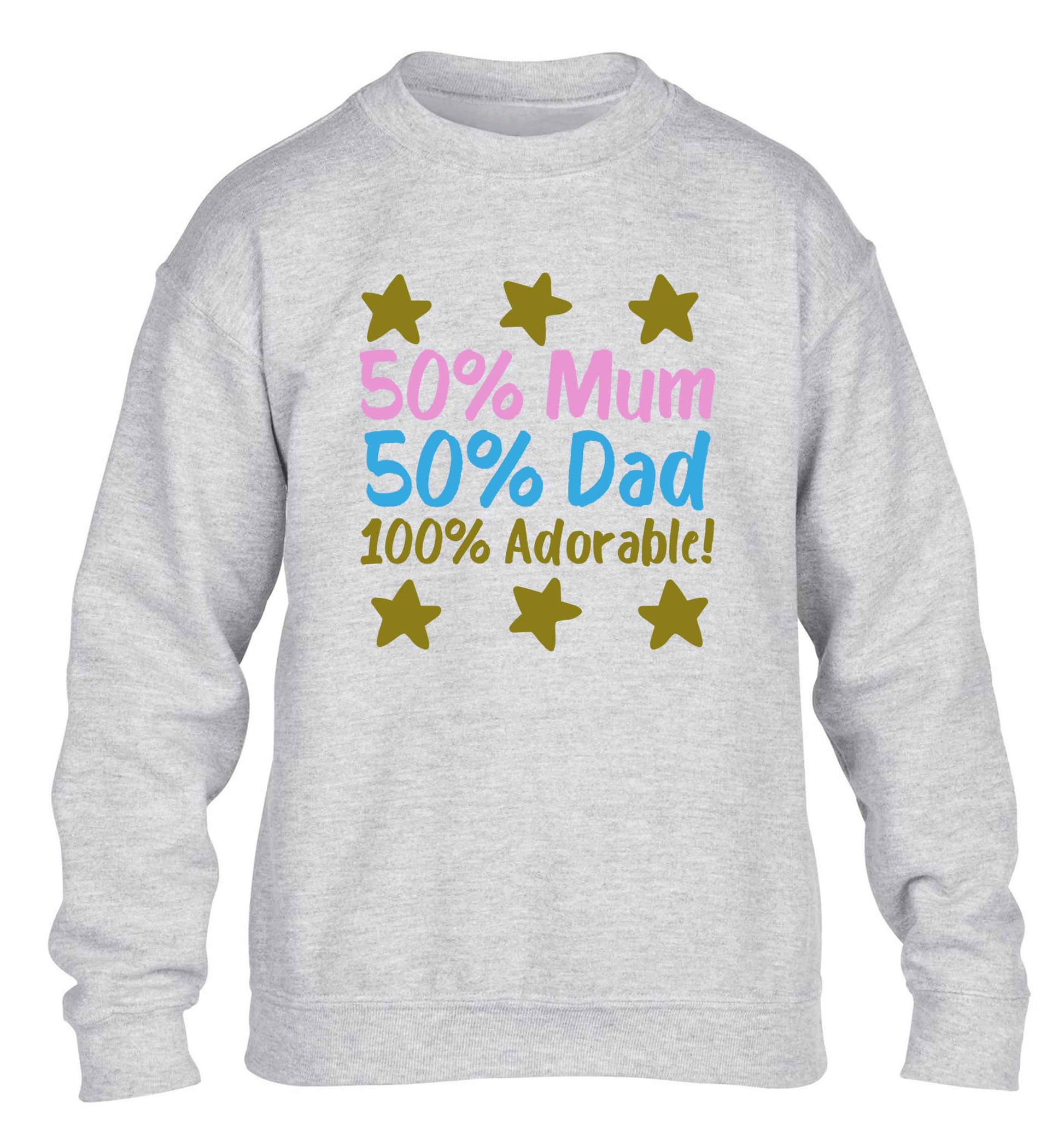 50% mum 50% dad 100% adorable children's grey sweater 12-13 Years