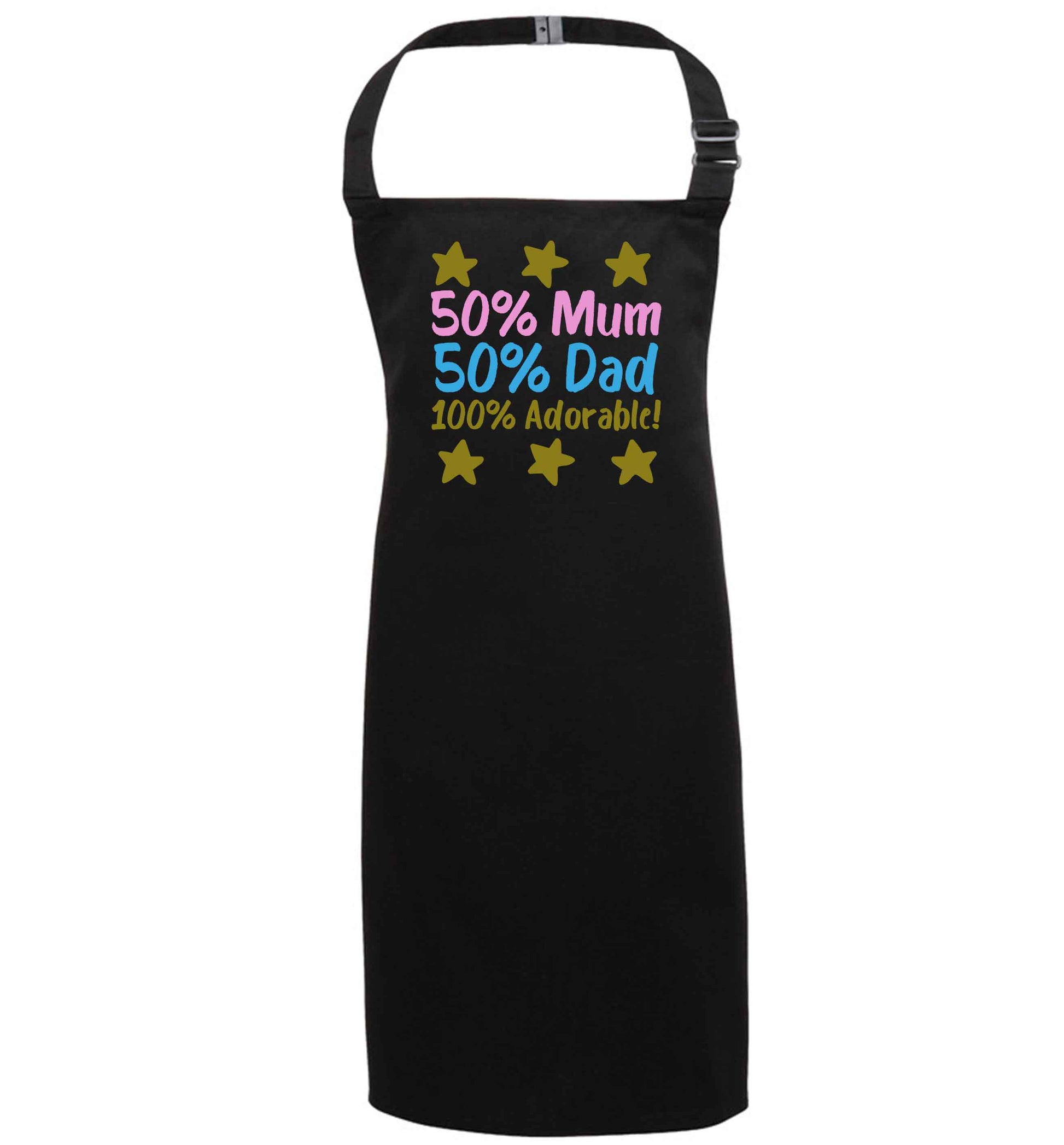 50% mum 50% dad 100% adorable black apron 7-10 years