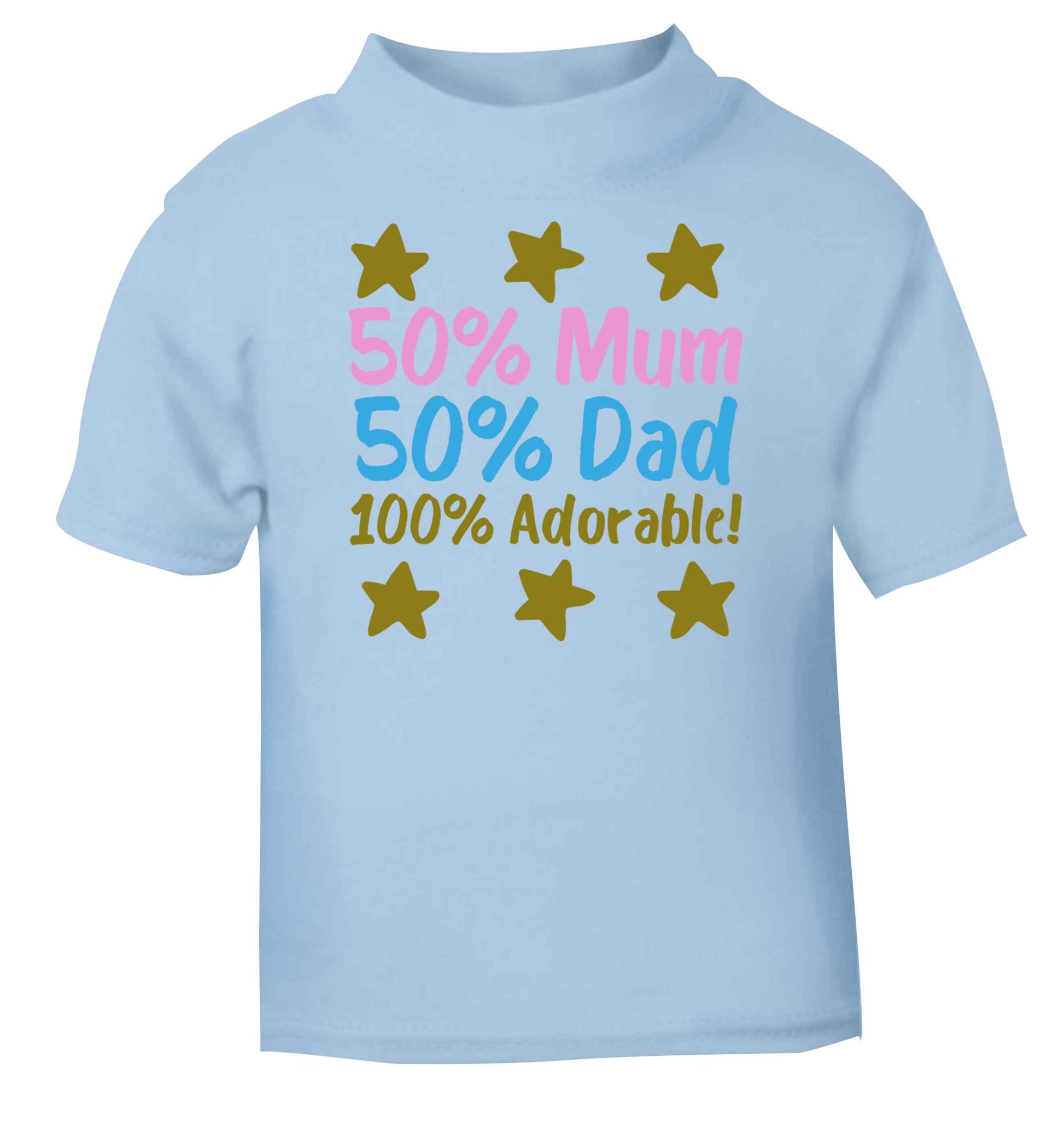 50% mum 50% dad 100% adorable light blue baby toddler Tshirt 2 Years