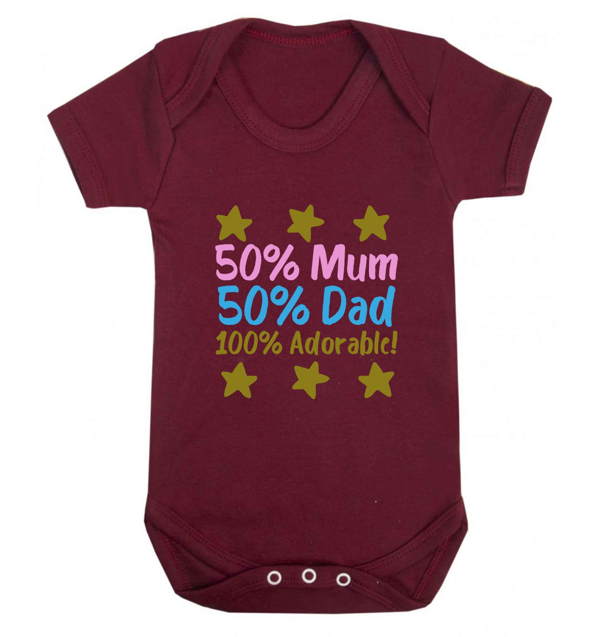 50% mum 50% dad 100% adorable baby vest maroon 18-24 months