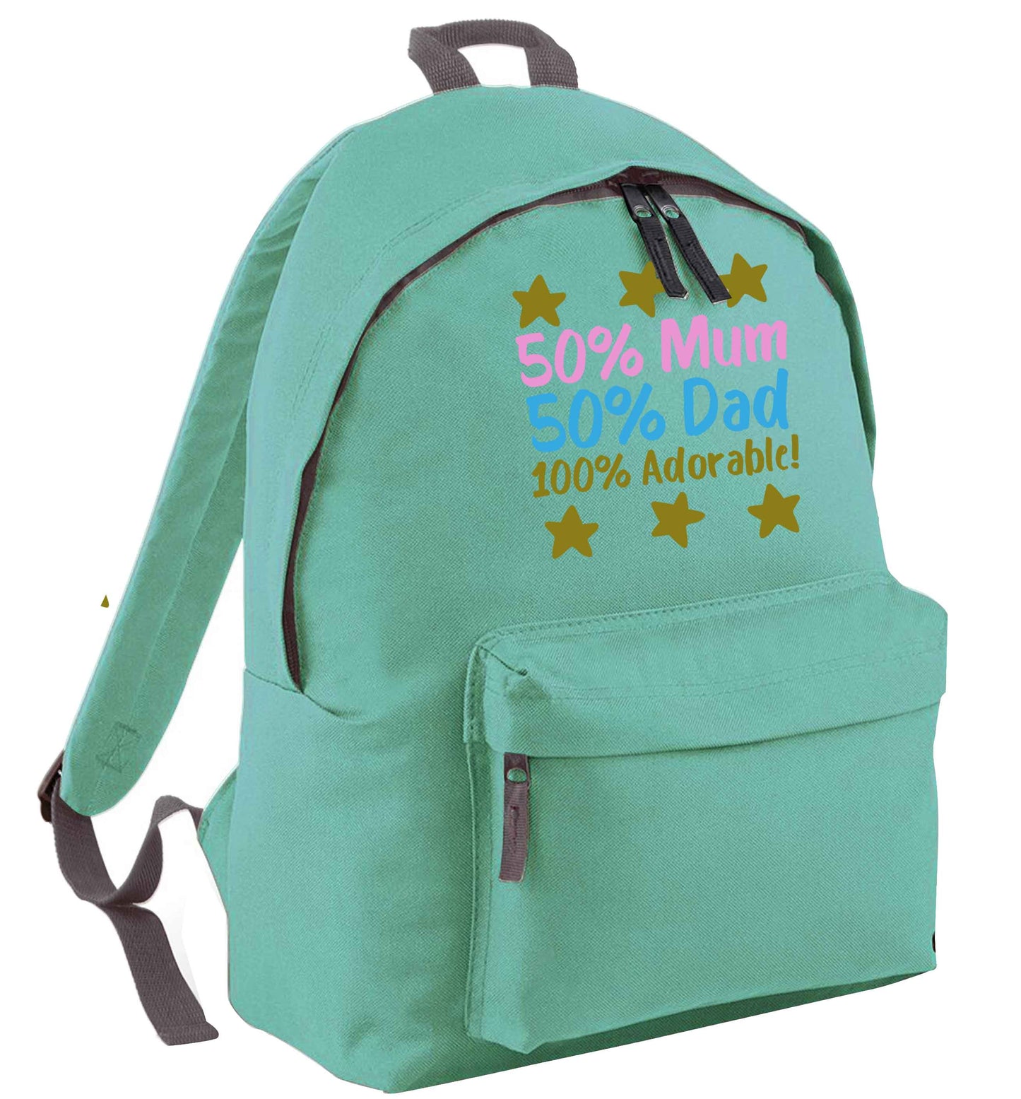 50% mum 50% dad 100% adorable mint adults backpack