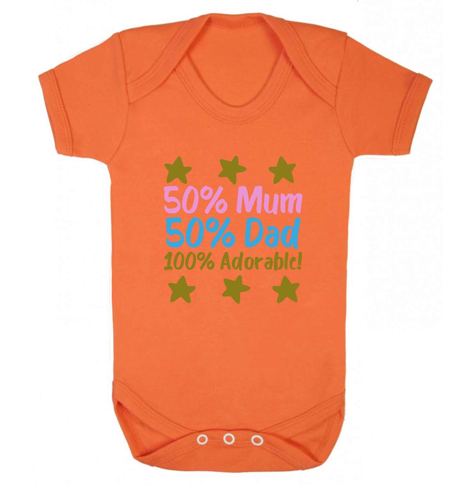 50% mum 50% dad 100% adorable baby vest orange 18-24 months