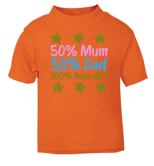 50% mum 50% dad 100% adorable orange baby toddler Tshirt 2 Years