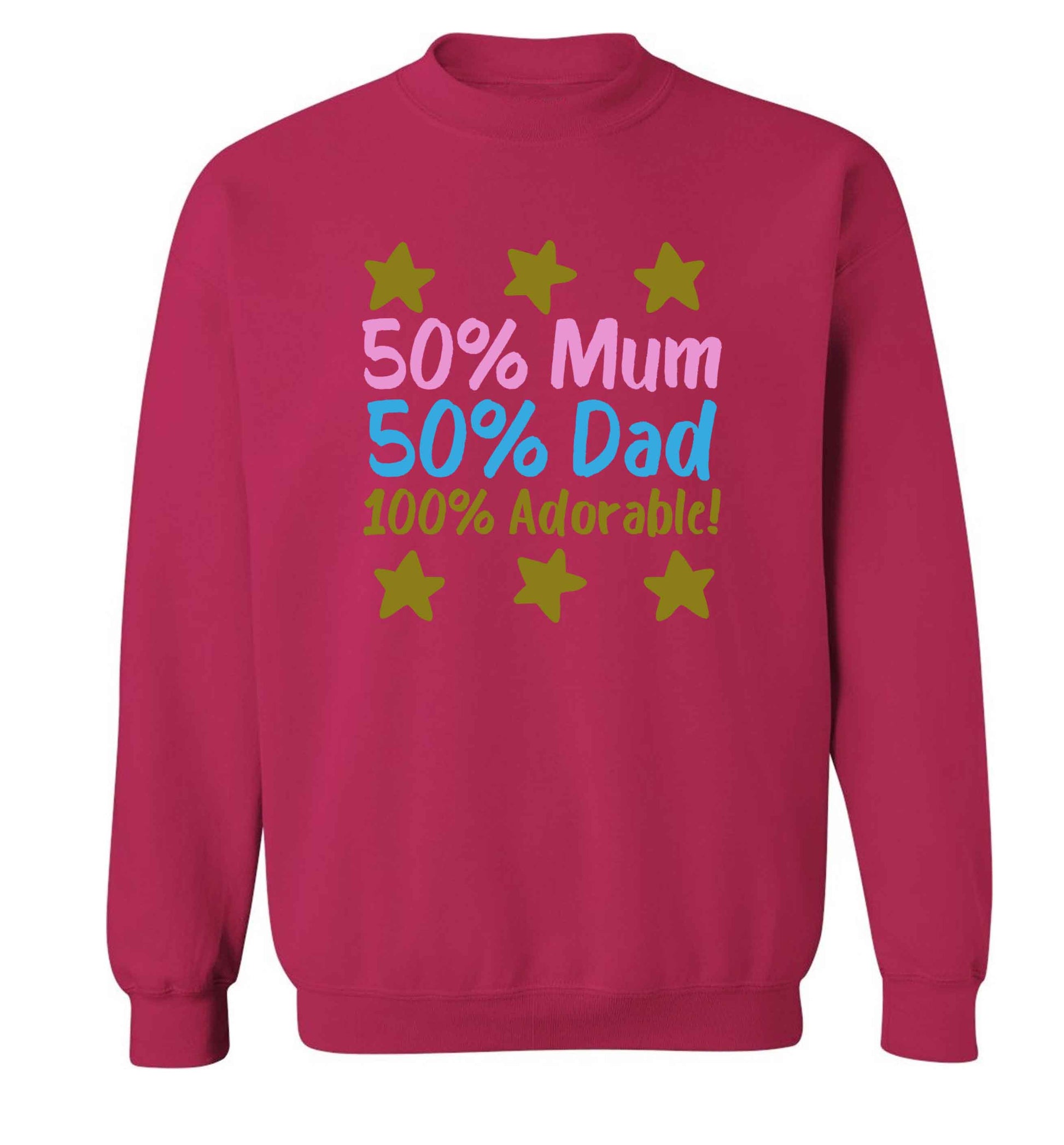 50% mum 50% dad 100% adorable adult's unisex pink sweater 2XL