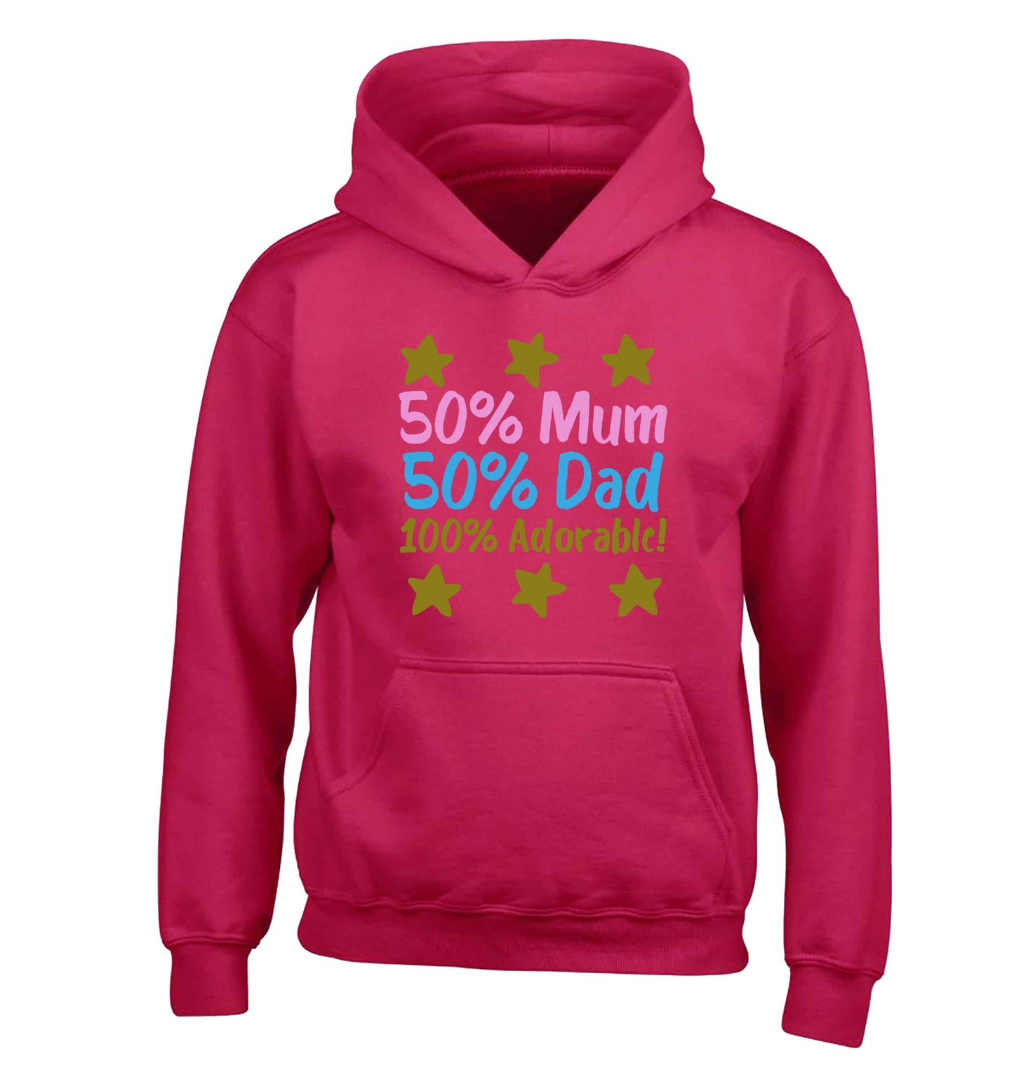 50% mum 50% dad 100% adorable children's pink hoodie 12-13 Years