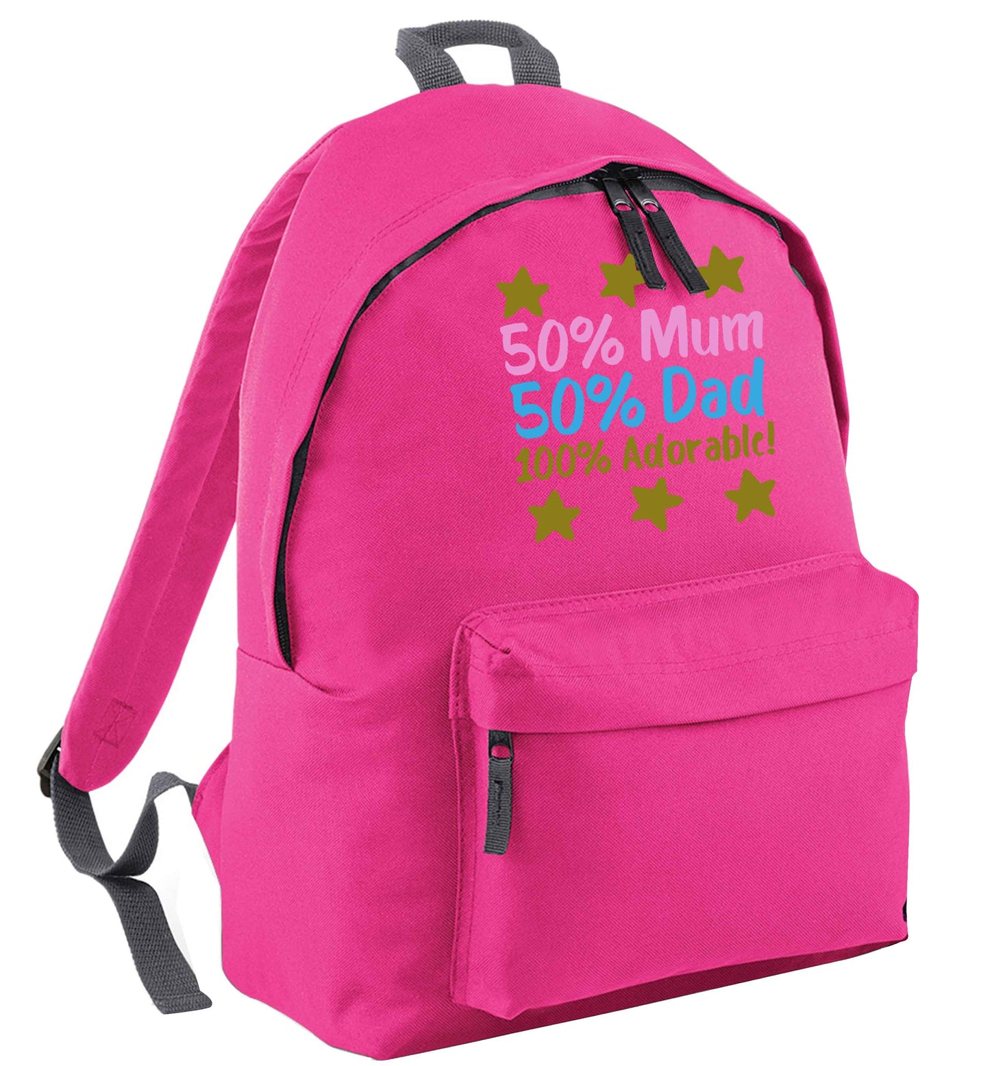 50% mum 50% dad 100% adorable pink adults backpack