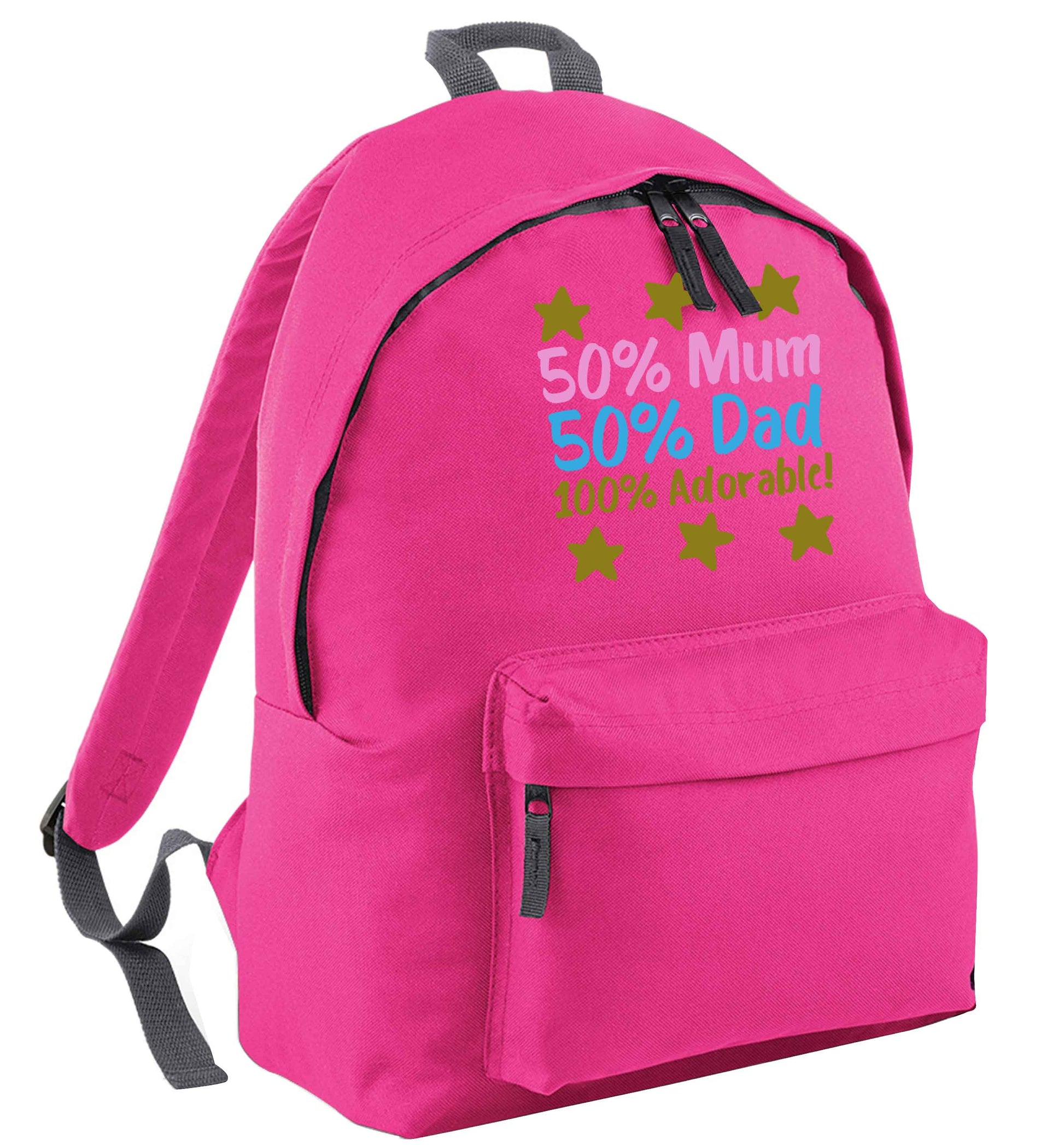 50% mum 50% dad 100% adorable pink adults backpack